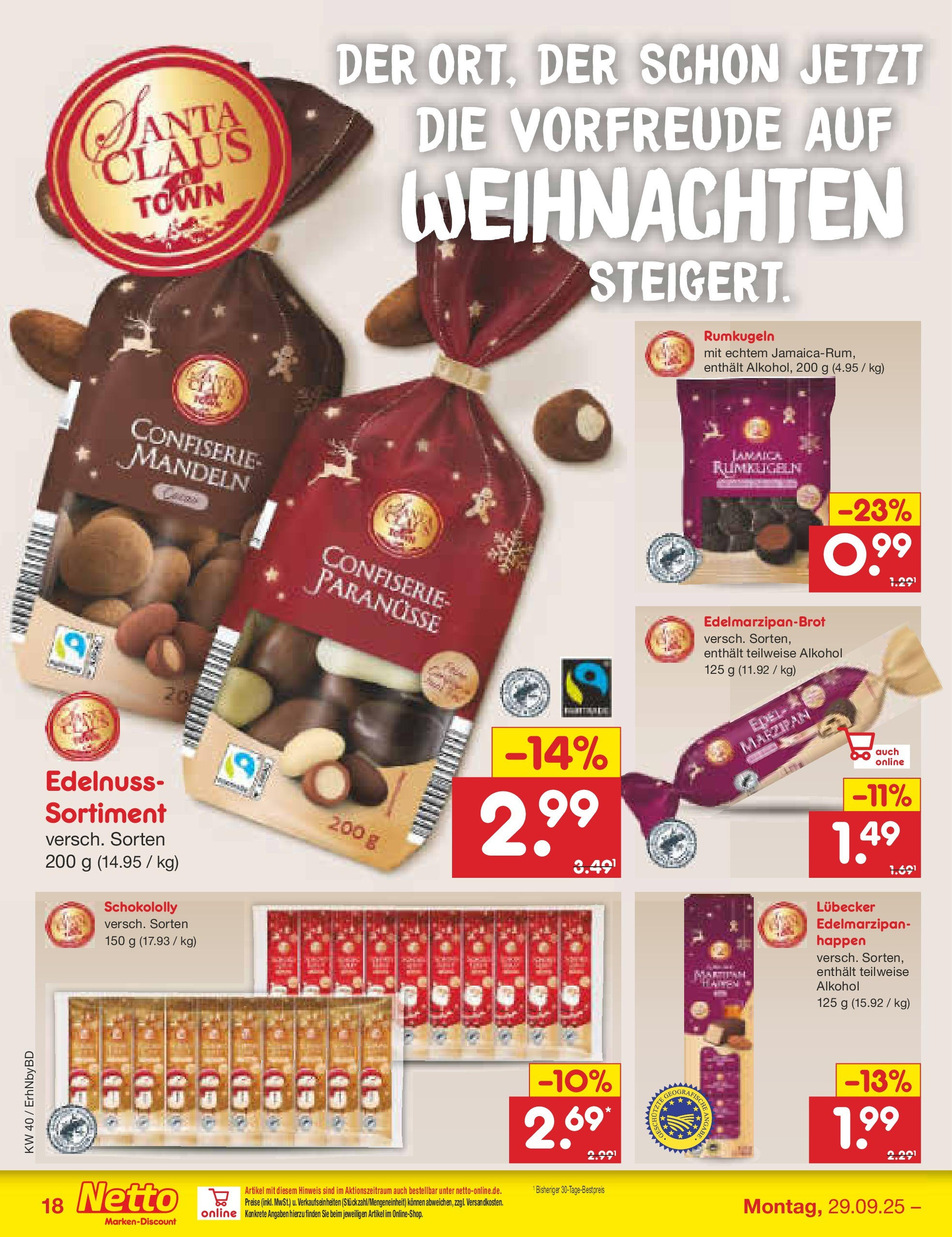 Netto Marken-Discount prospekt Ergolding	 (ab 28.09.2025) » Angebote | Seite: 18 | Produkte: Mandeln, Rumkugeln