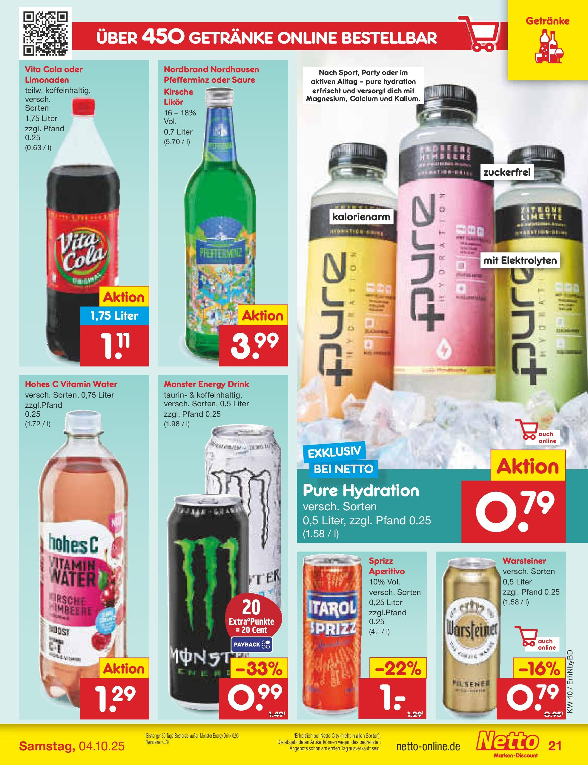 Netto Marken-Discount prospekt Ergolding	 (ab 28.09.2025) » Angebote | Seite: 21 | Produkte: Energy, Likör, Vita cola, Hohes c