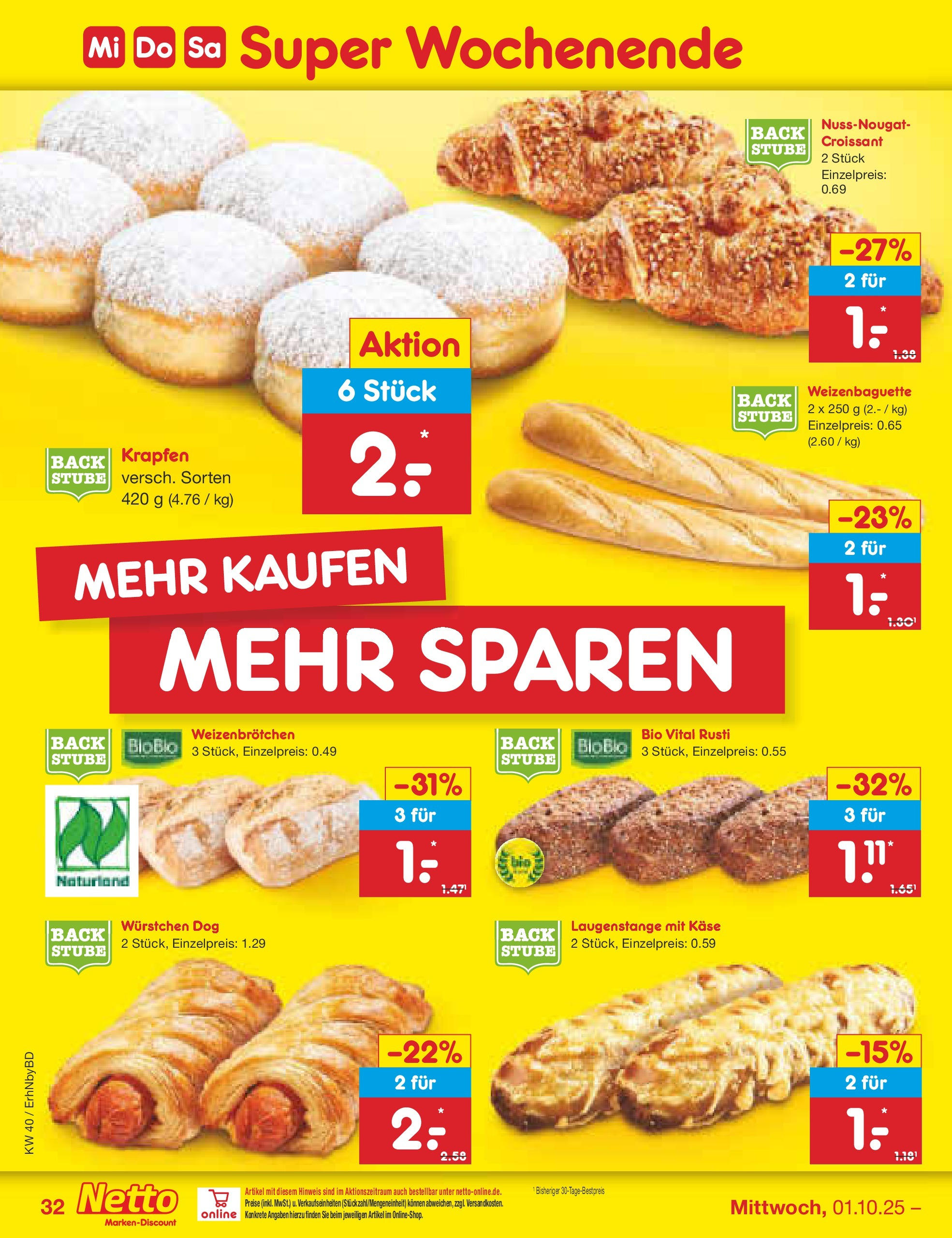 Netto Marken-Discount prospekt Ergolding	 (ab 28.09.2025) » Angebote | Seite: 33 | Produkte: Käse, Croissant
