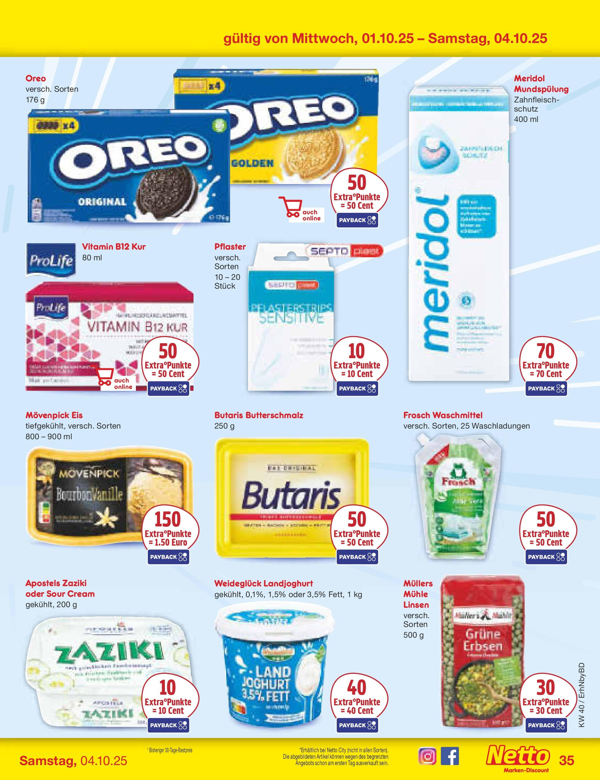 Netto Marken-Discount prospekt Ergolding	 (ab 28.09.2025) » Angebote | Seite: 36 | Produkte: Joghurt, Movenpick eis, Eis, Erbsen