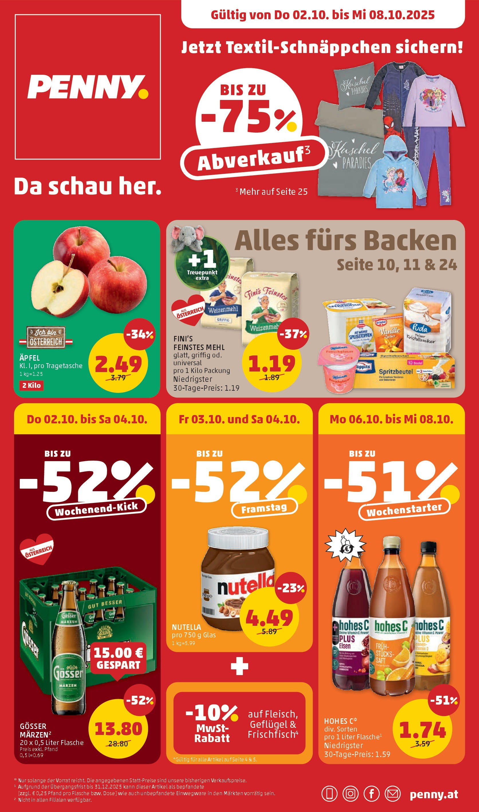 Penny Markt Flugblatt ab (02.10.2025) - Angebote, Prospekt | Seite: 1 | Produkte: Saft, Äpfel