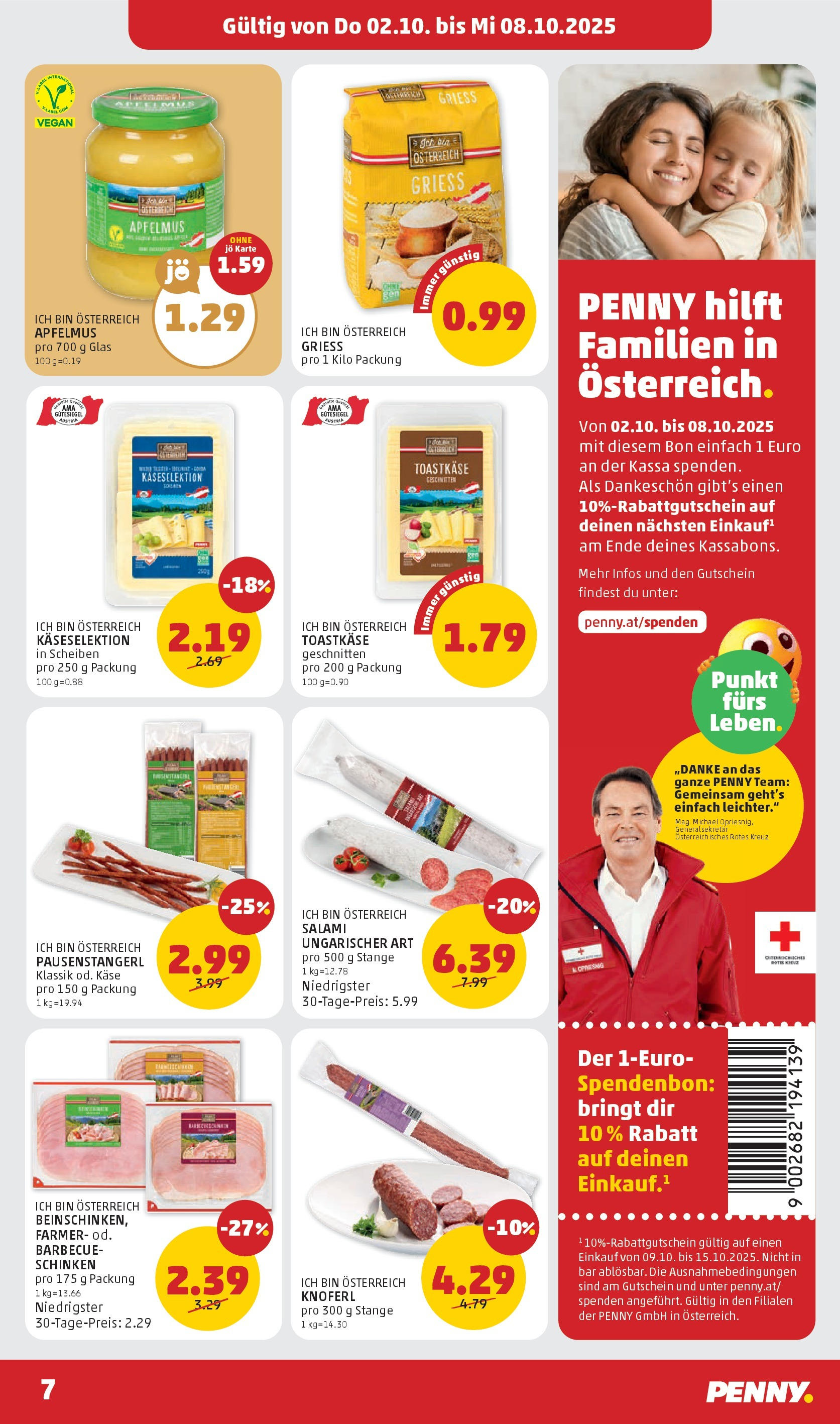 Penny Markt Flugblatt ab (02.10.2025) - Angebote, Prospekt | Seite: 7 | Produkte: Matériel de rangement Fitness, Käse, Salami, Schinken