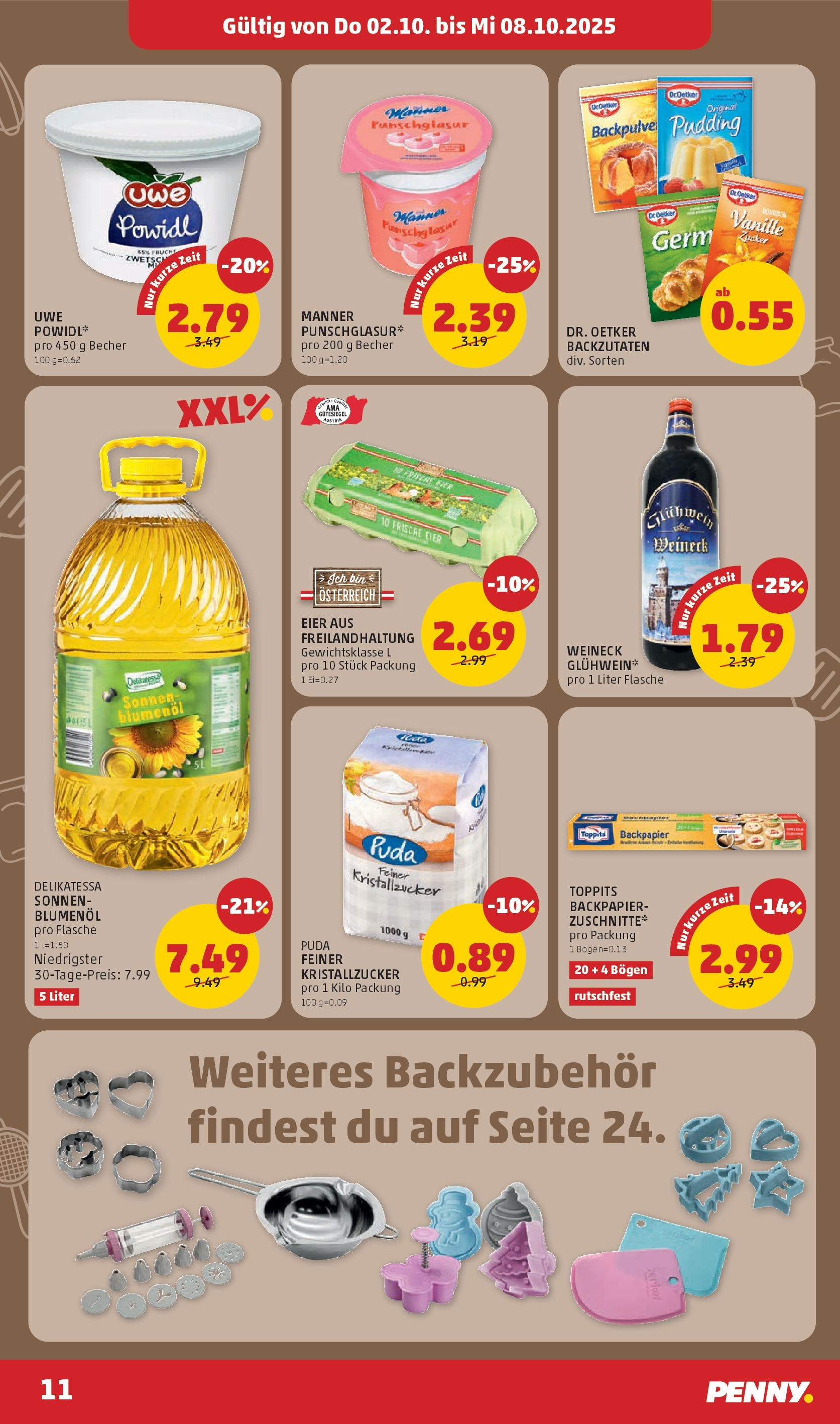 Penny Markt Flugblatt ab (02.10.2025) - Angebote, Prospekt | Seite: 11 | Produkte: Zucker, Eier, Bourbon