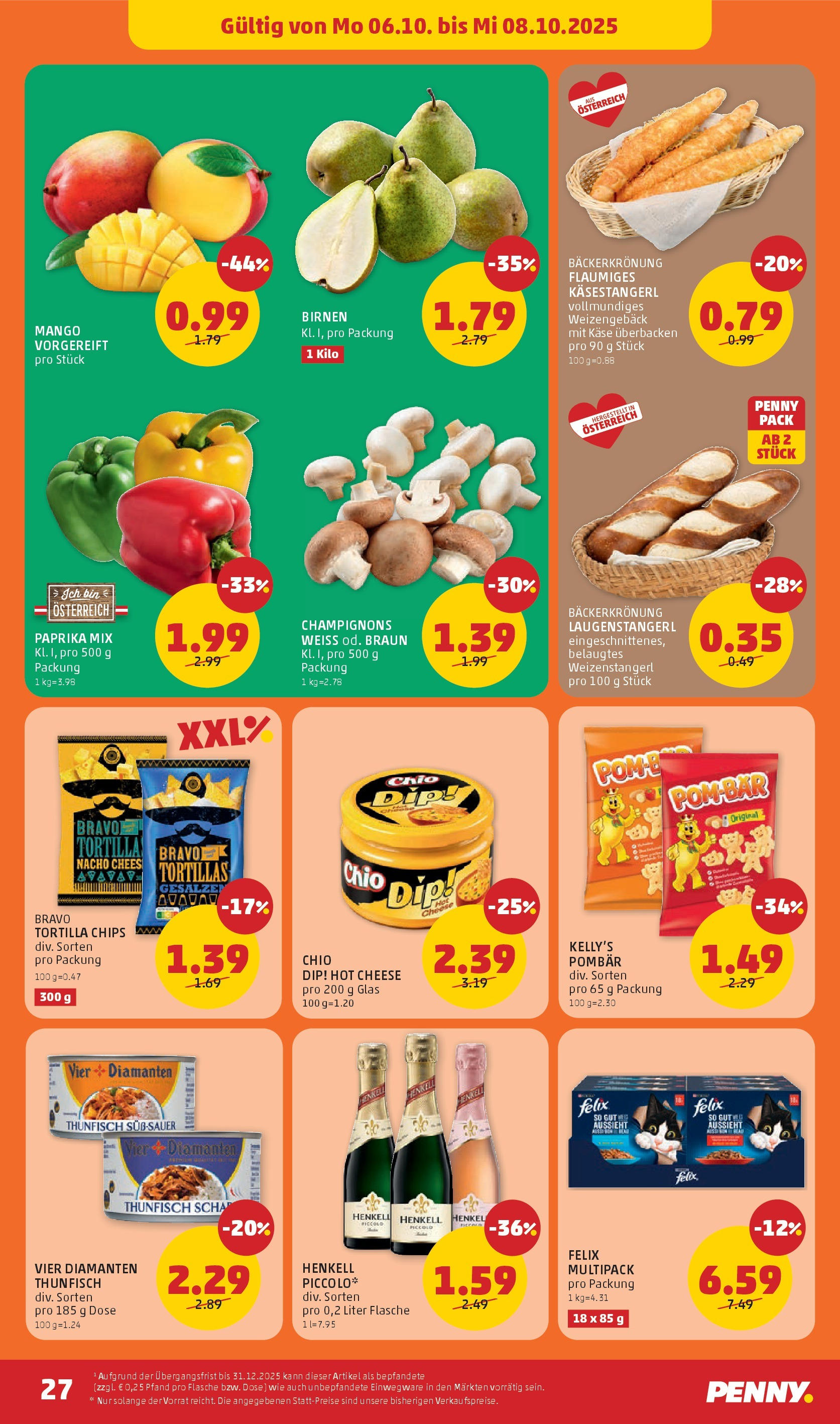 Penny Markt Flugblatt ab (02.10.2025) - Angebote, Prospekt | Seite: 27 | Produkte: Chips, Hose, Mango, Käse