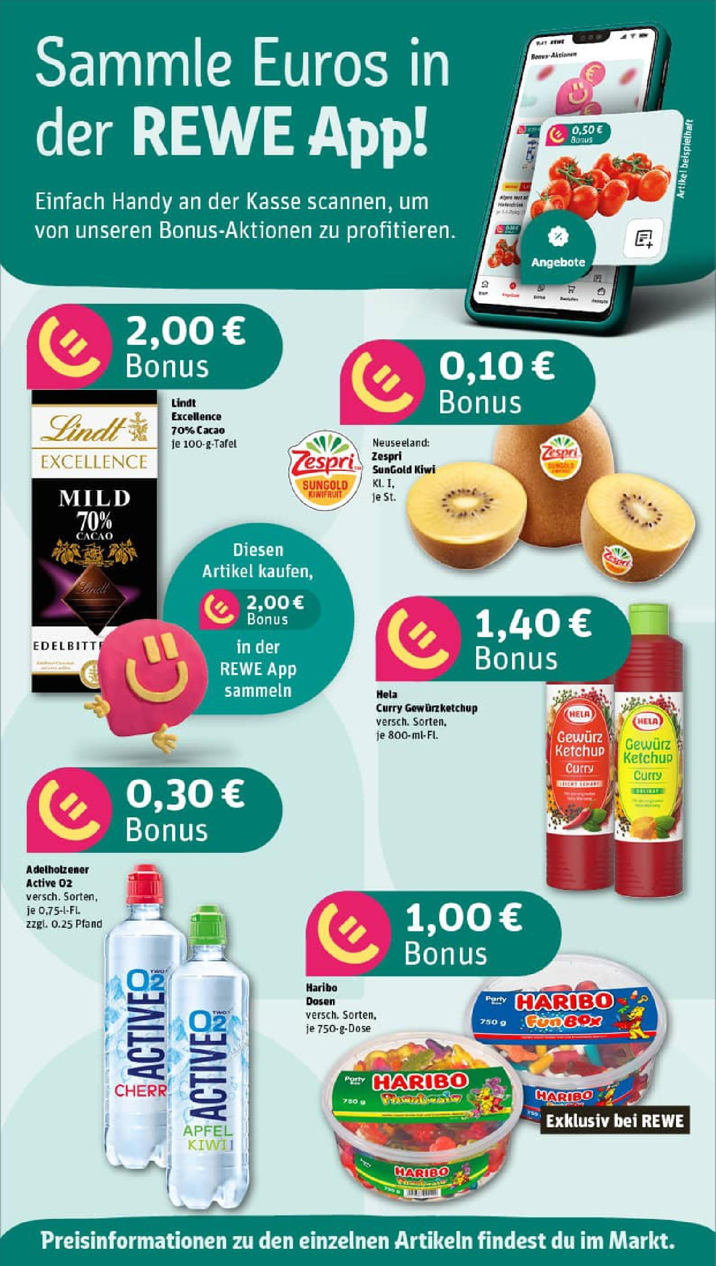 REWE Prospekt ab 28.09.2025 zum Blättern » Angebote | Seite: 2 | Produkte: Adelholzener, Lindt, Ketchup, Kiwi