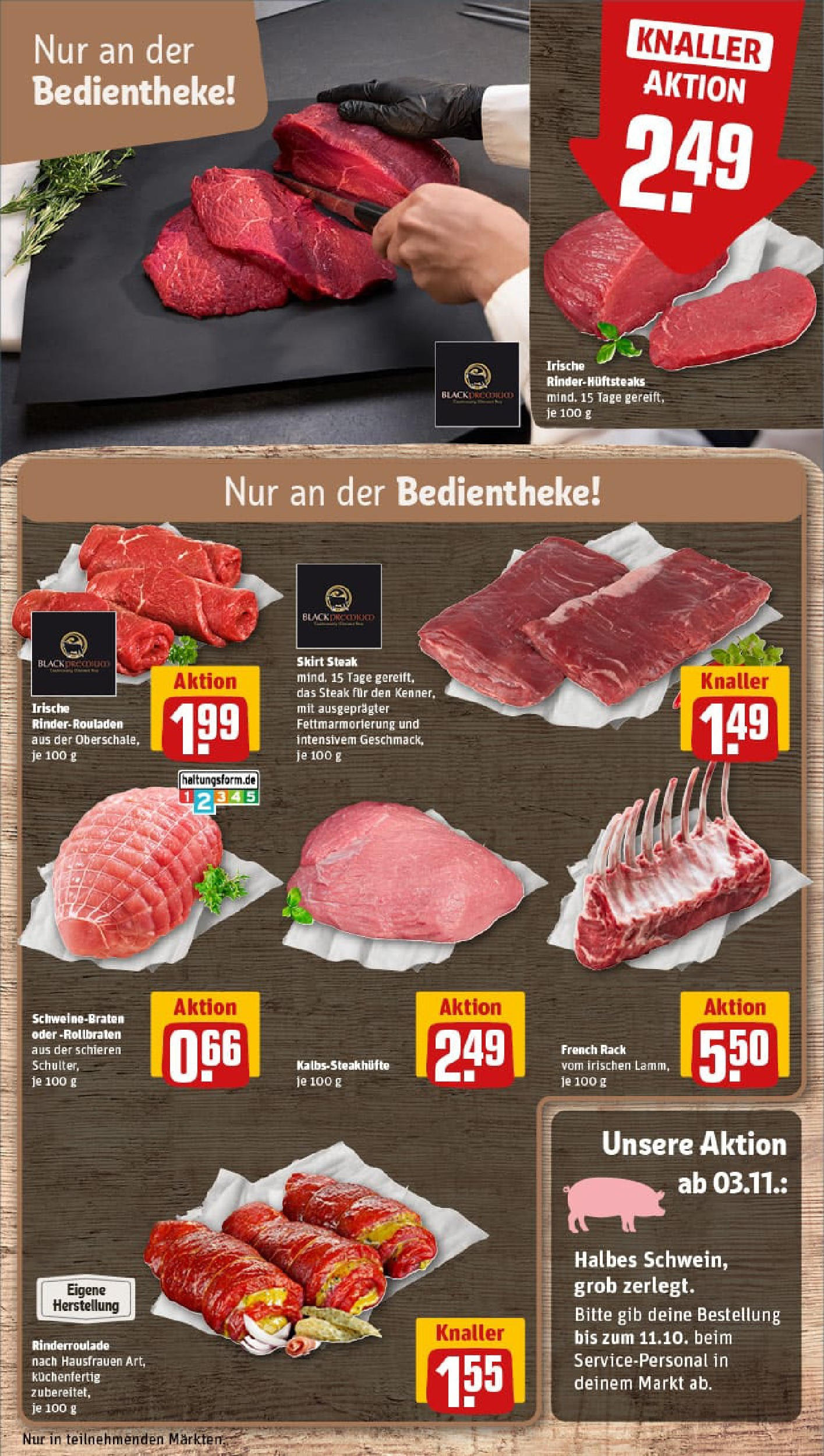REWE Prospekt ab 28.09.2025 zum Blättern » Angebote | Seite: 14 | Produkte: Rinderrouladen, Steak