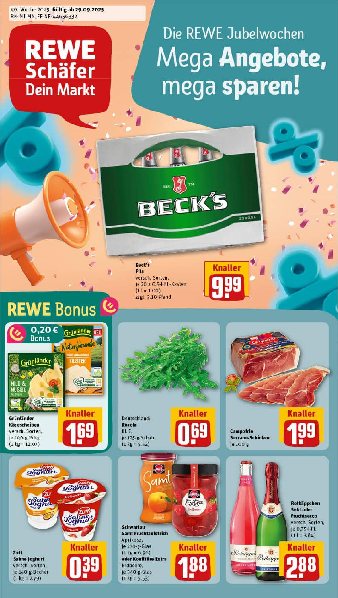 REWE Prospekt ab 28.09.2025 zum Blättern » Angebote | Seite: 1 | Produkte: Rotkappchen sekt, Rucola, Pils, Rotkäppchen