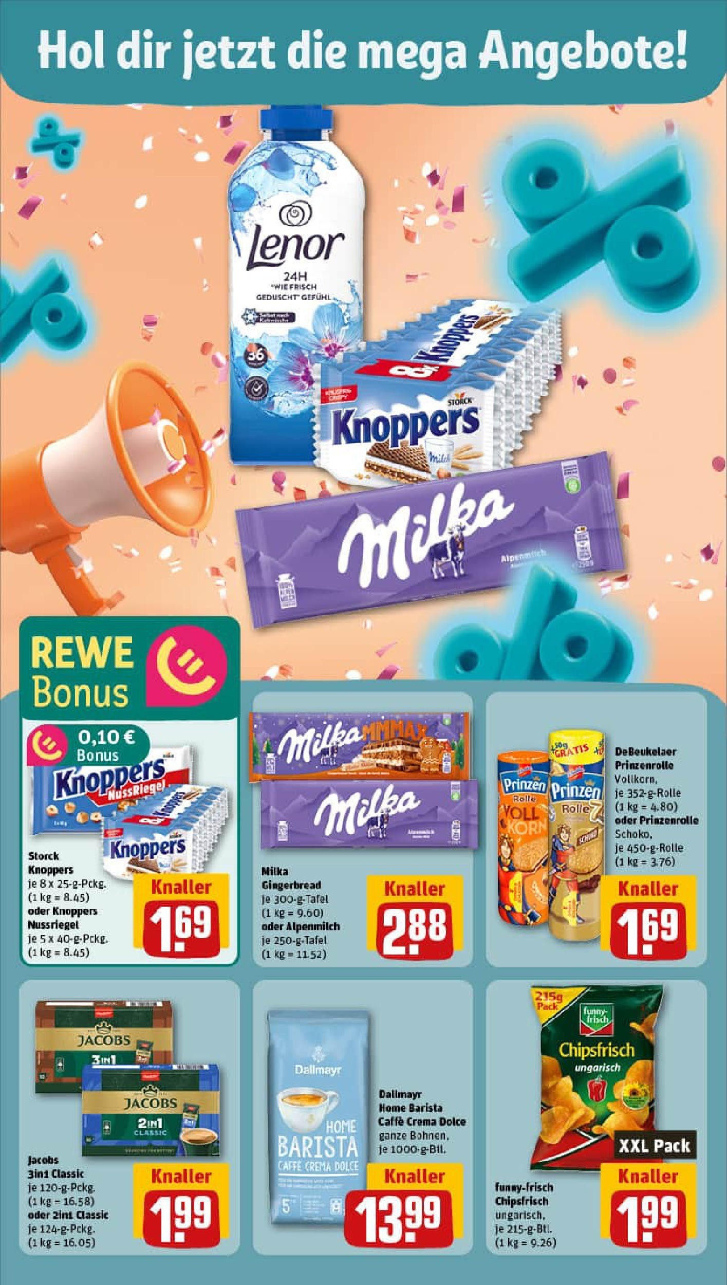 REWE Prospekt ab 28.09.2025 zum Blättern » Angebote | Seite: 6 | Produkte: Funny frisch, Dallmayr, Knoppers, Chips