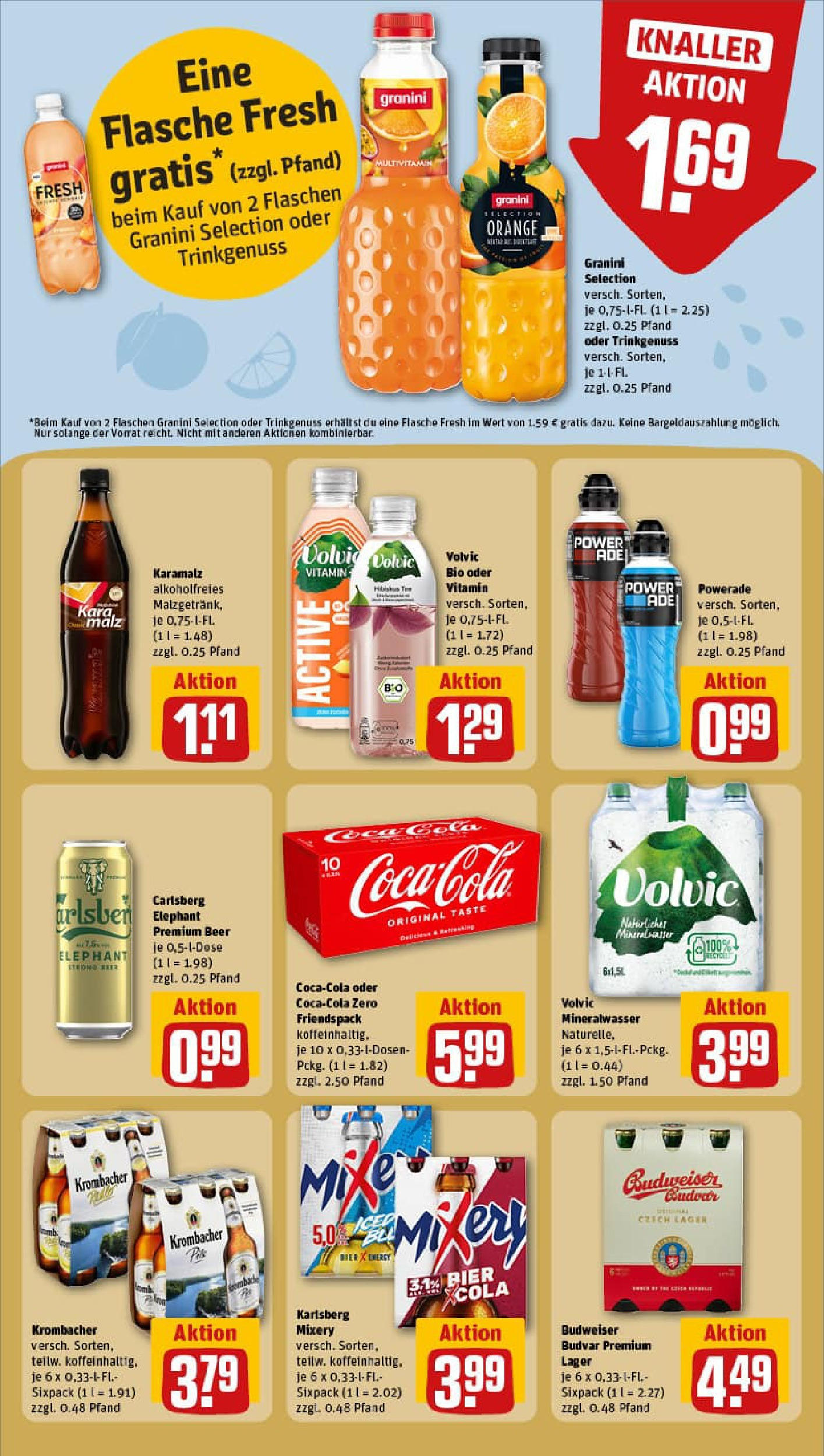 REWE Prospekt ab 28.09.2025 zum Blättern » Angebote | Seite: 16 | Produkte: Carlsberg, Powerade, Budweiser, Mixery