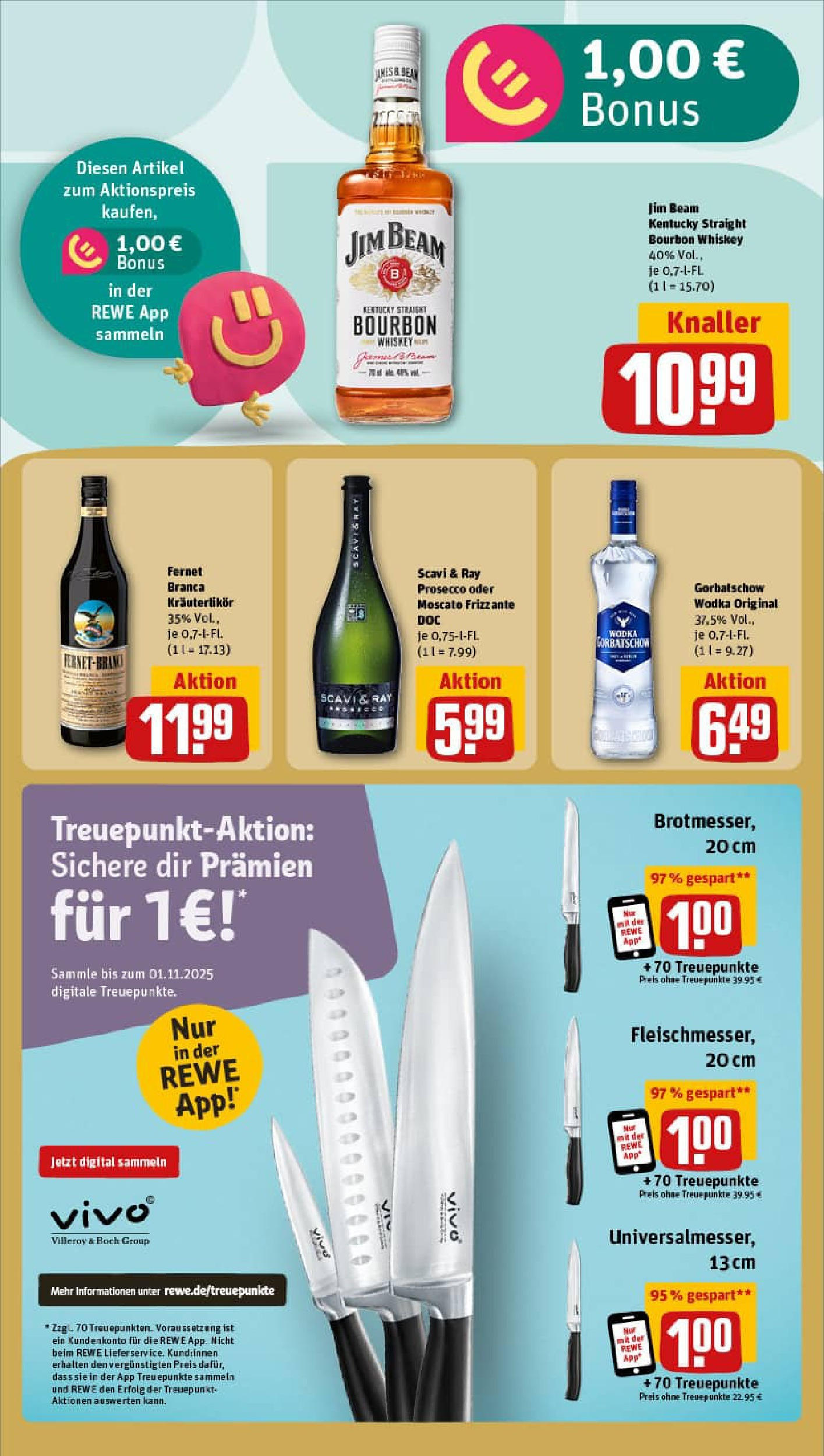 REWE Prospekt ab 28.09.2025 zum Blättern » Angebote | Seite: 19 | Produkte: Vivo, Jim beam, Bourbon, Whiskey