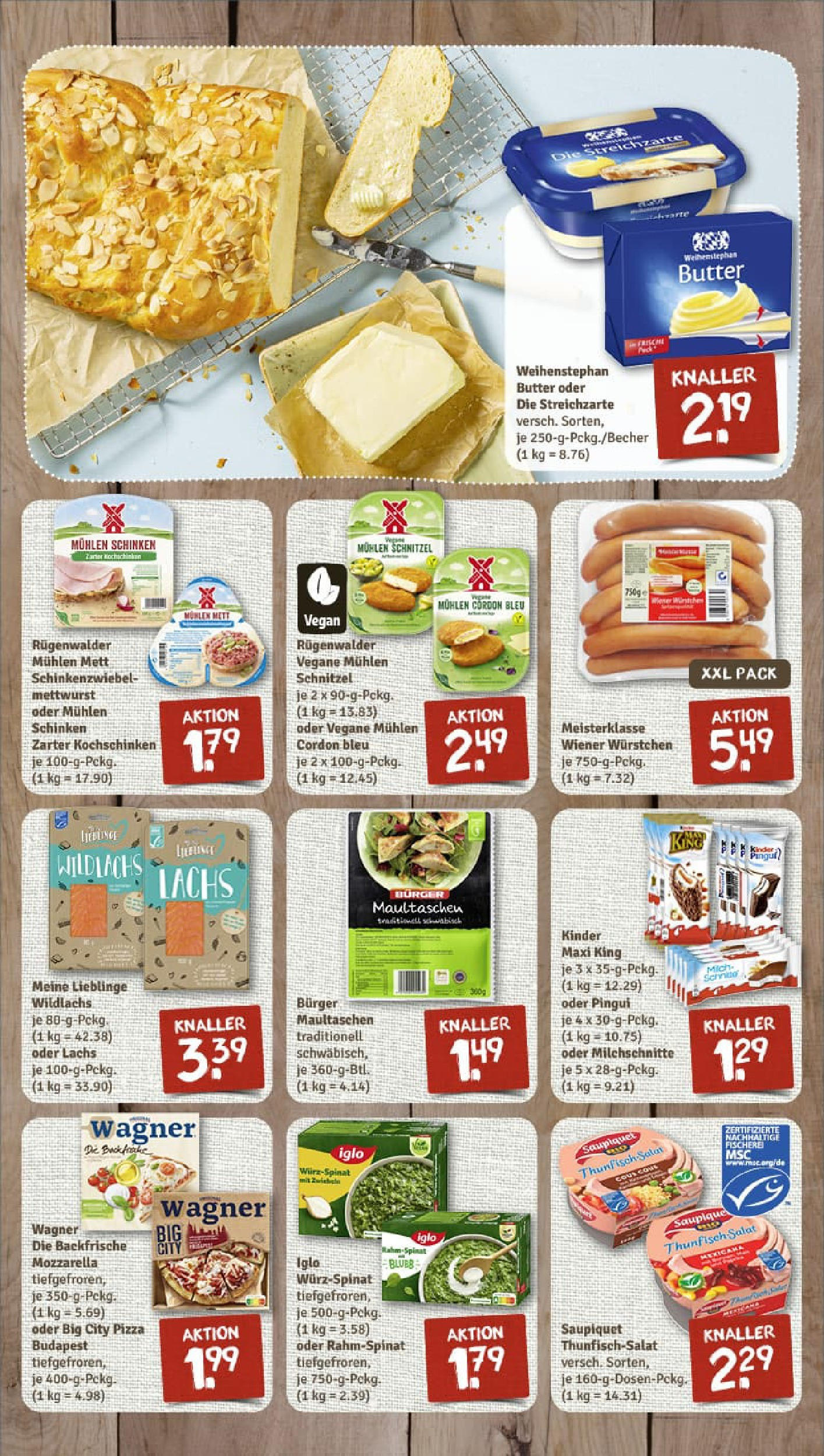 REWE Prospekt ab 28.09.2025 zum Blättern » Angebote | Seite: 7 | Produkte: Butter, Thunfisch, Burger, Schinken
