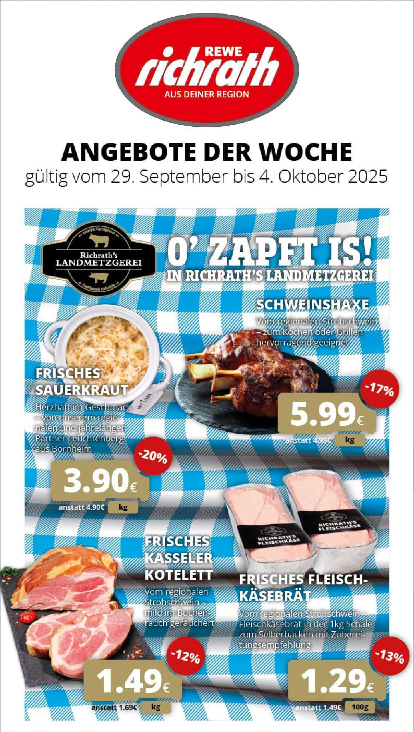 REWE Prospekt ab 28.09.2025 zum Blättern » Angebote | Seite: 1 | Produkte: Fleisch