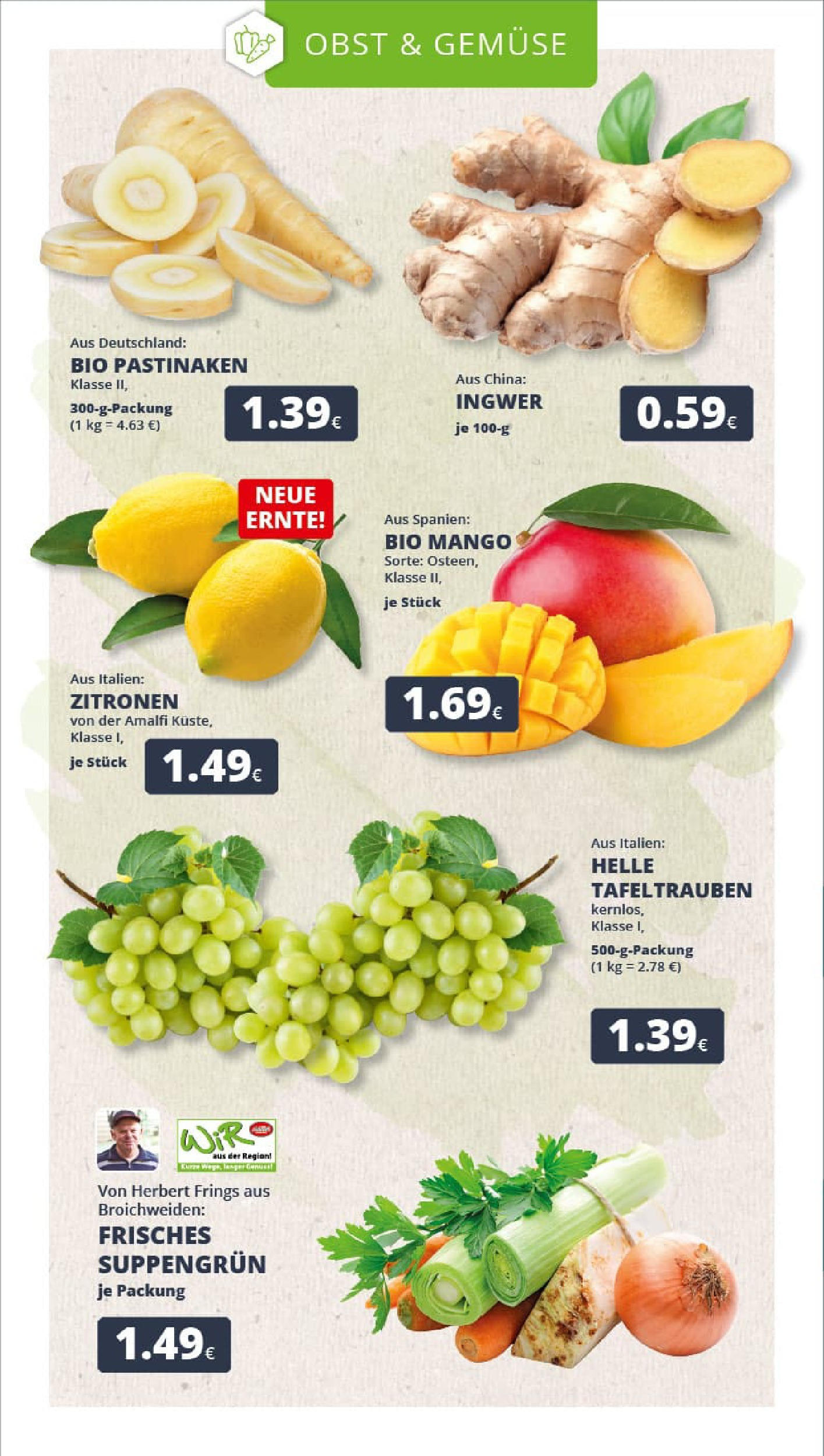 REWE Prospekt ab 28.09.2025 zum Blättern » Angebote | Seite: 9 | Produkte: Gemüse, Obst, Mango, Zitronen