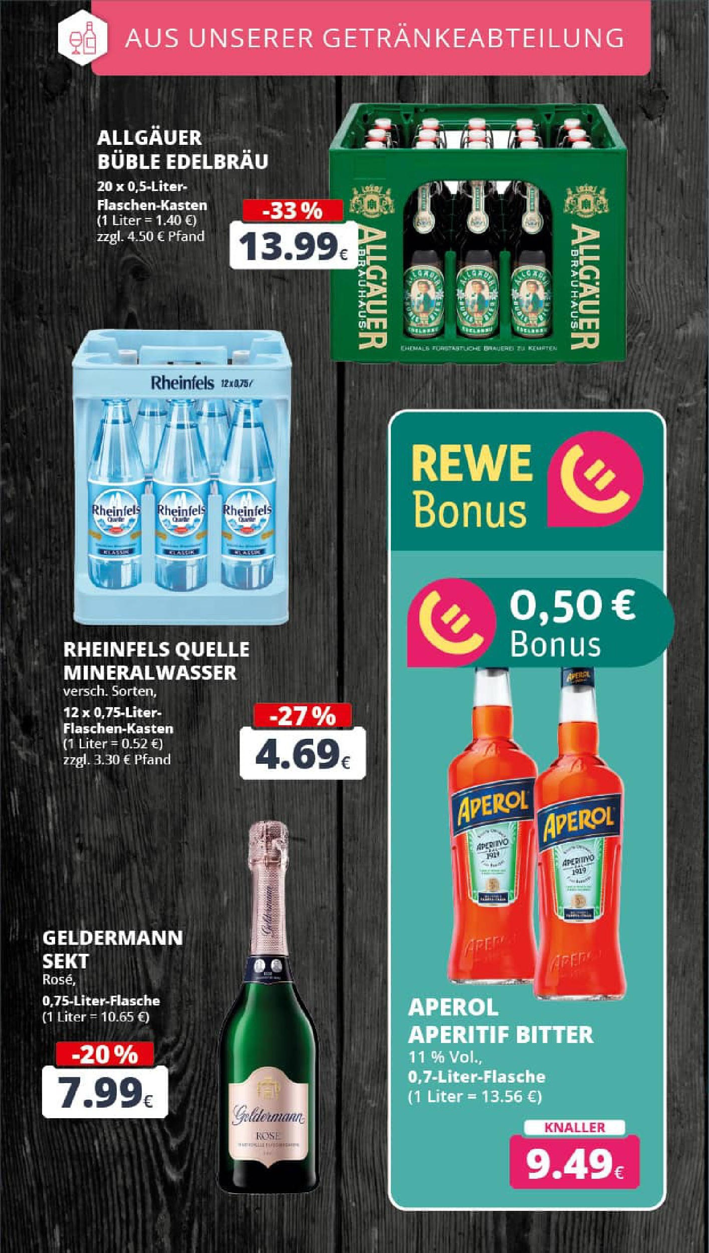 REWE Prospekt ab 28.09.2025 zum Blättern » Angebote | Seite: 19 | Produkte: Sekt, Mineralwasser, Aperol, Rheinfels quelle