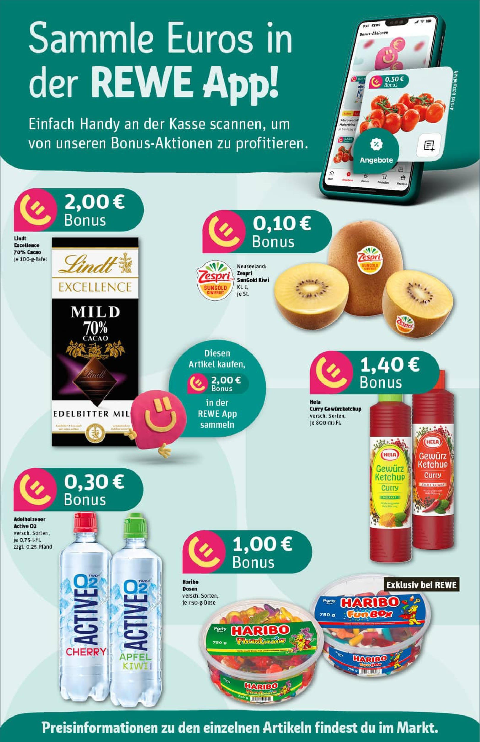 REWE Prospekt ab 28.09.2025 zum Blättern » Angebote | Seite: 2 | Produkte: Haribo, Äpfel, Lindt, Kiwi