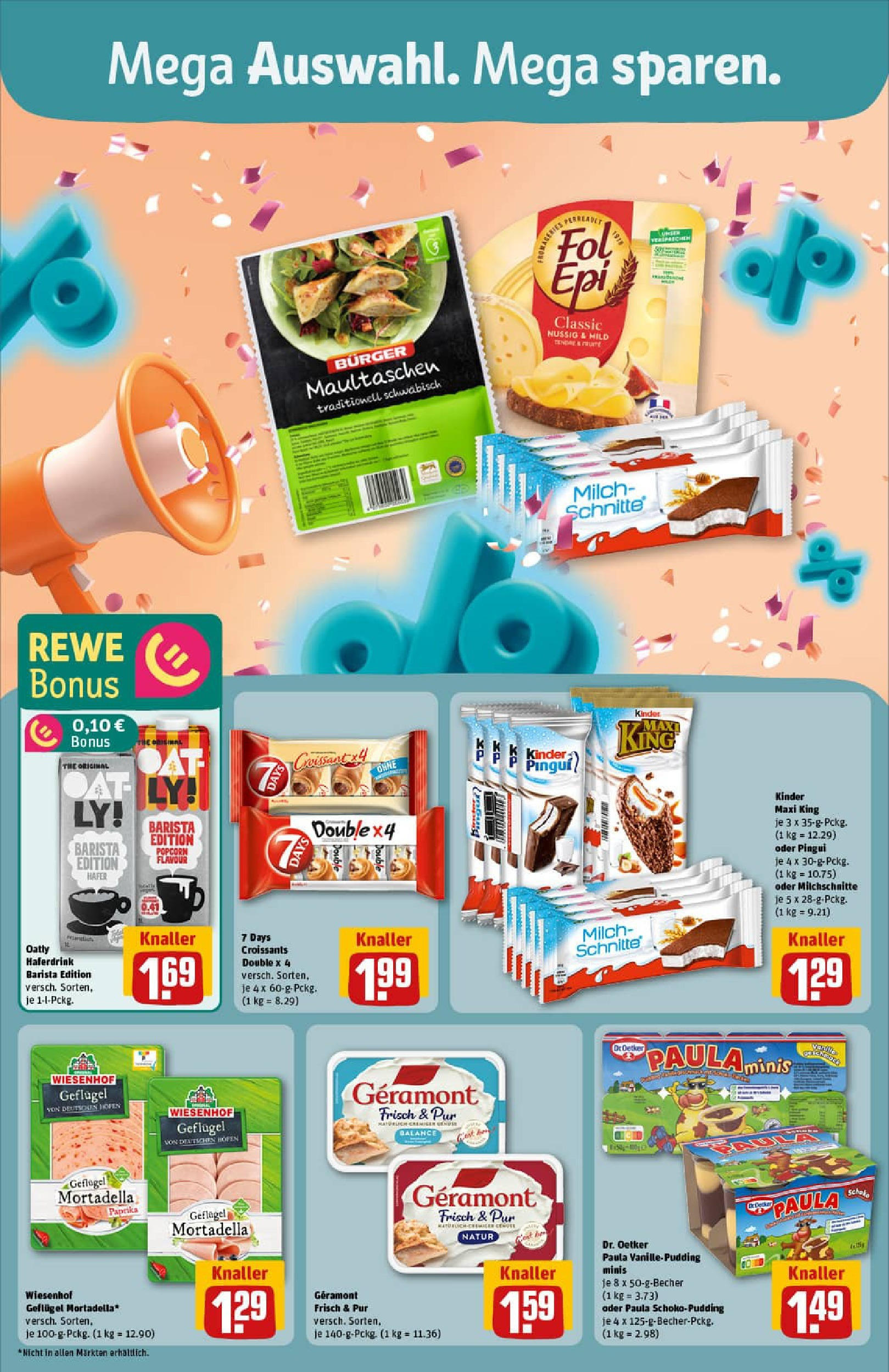 REWE Prospekt ab 28.09.2025 zum Blättern » Angebote | Seite: 4 | Produkte: Geramont, Burger, Haferdrink, Oatly