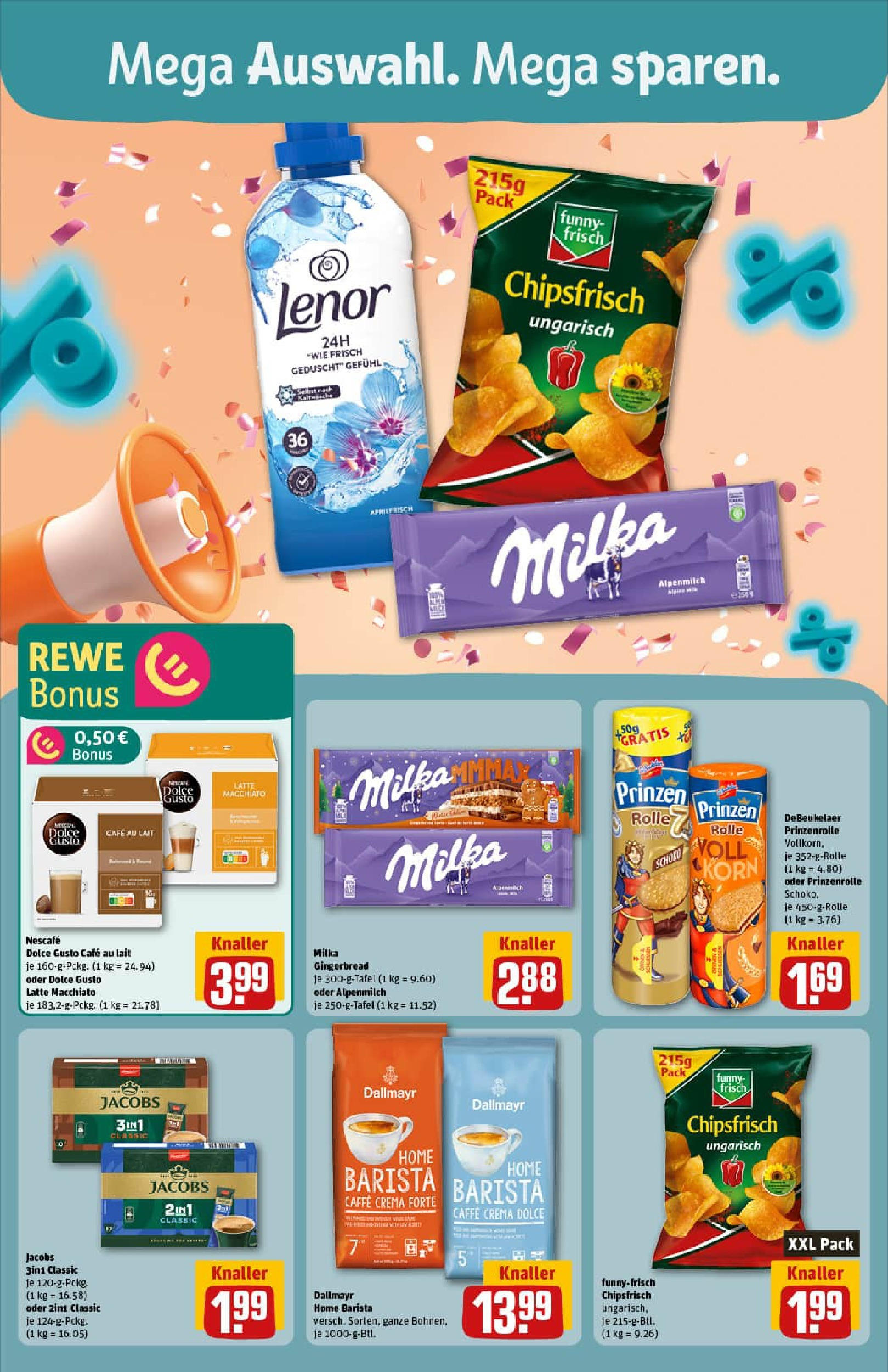 REWE Prospekt ab 28.09.2025 zum Blättern » Angebote | Seite: 6 | Produkte: Lenor, Nescafe, Funny frisch, Milka