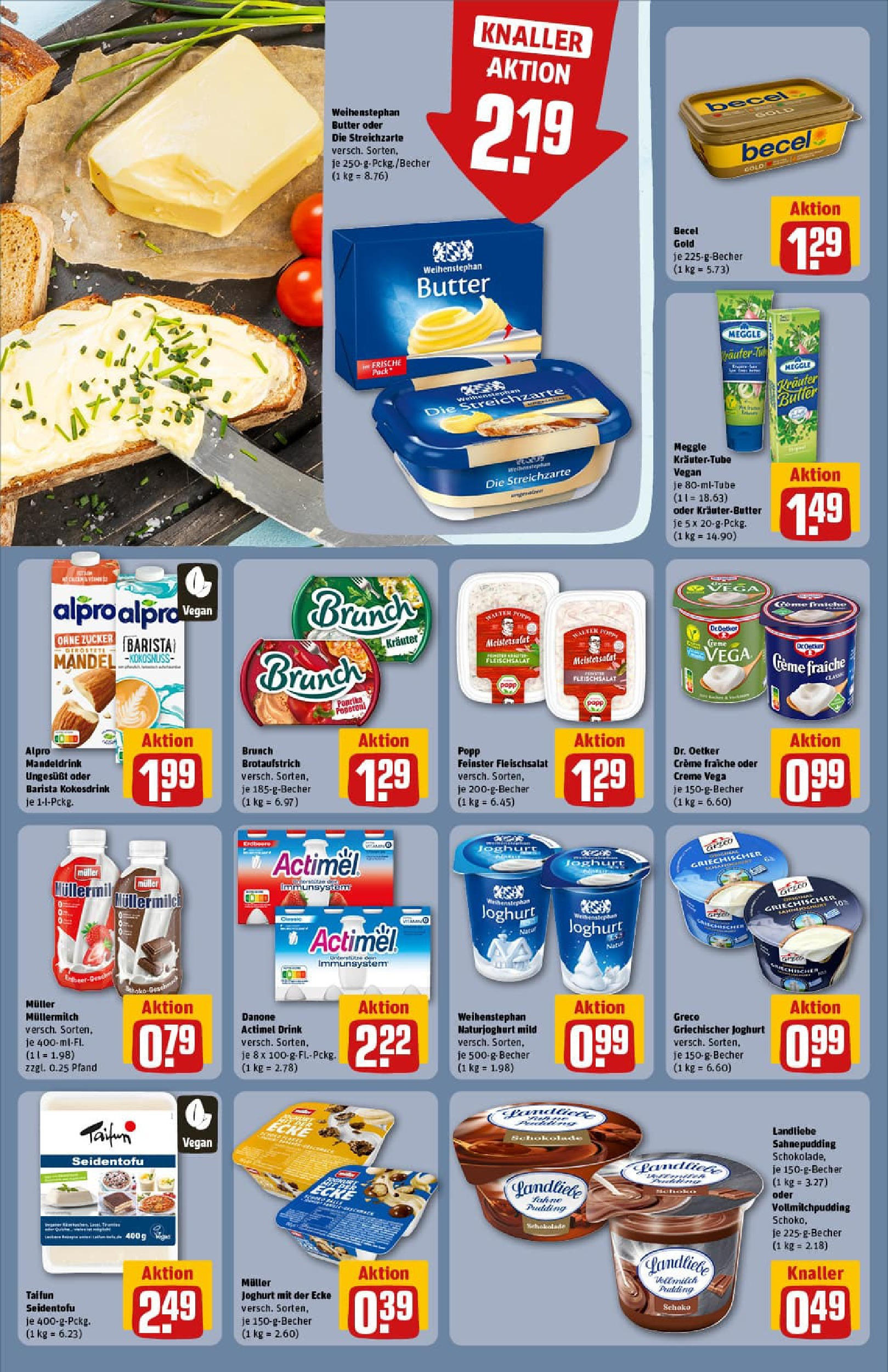 REWE Prospekt ab 28.09.2025 zum Blättern » Angebote | Seite: 20 | Produkte: Actimel, Becel, Weihenstephan butter, Alpro