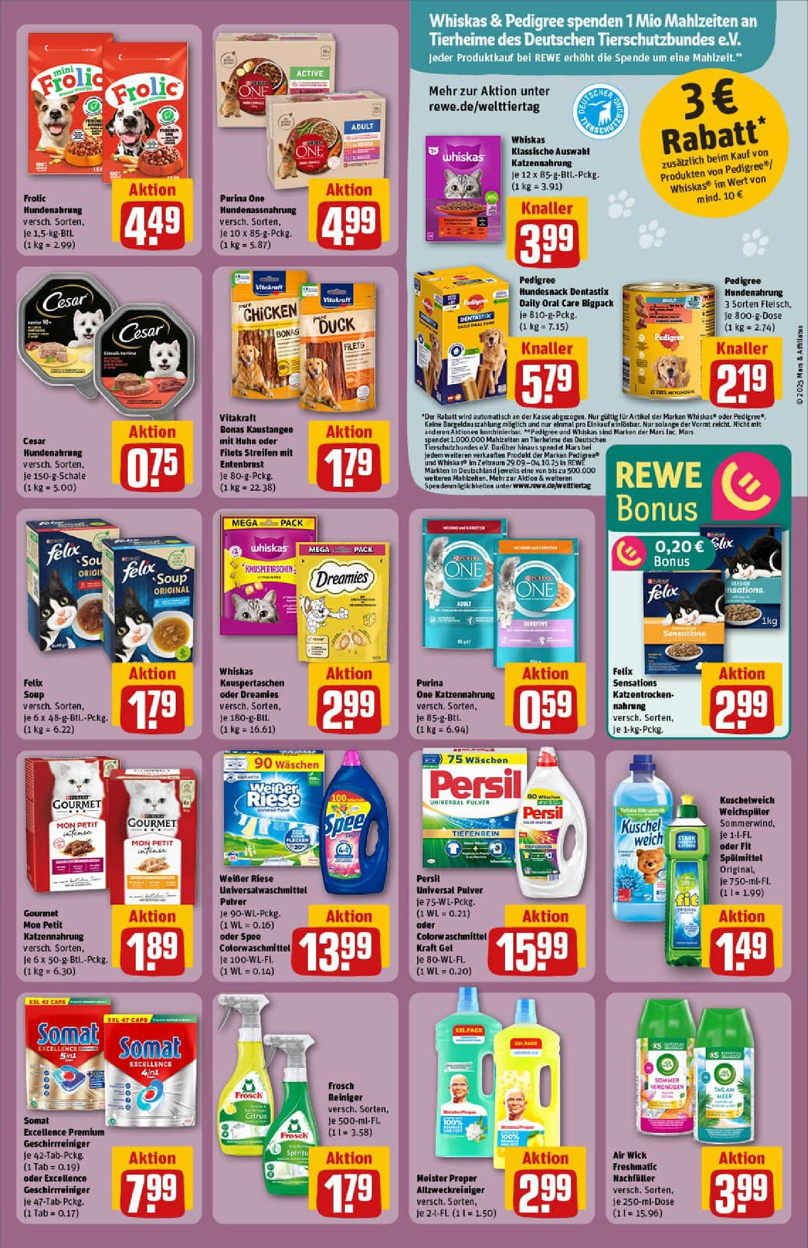REWE Prospekt ab 28.09.2025 zum Blättern » Angebote | Seite: 31 | Produkte: Kuschelweich, Weichspüler, Pedigree, Whiskas