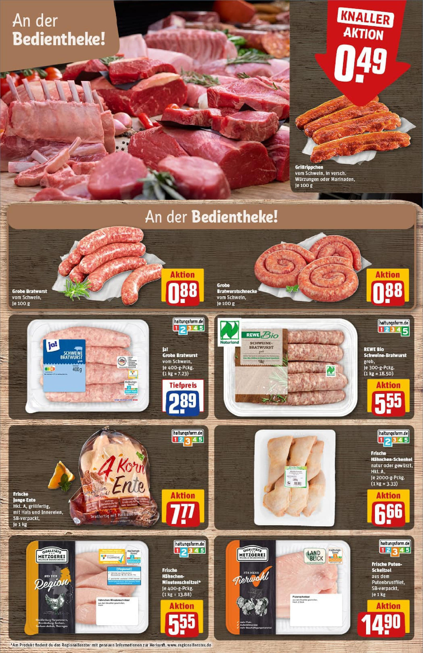 REWE Prospekt ab 28.09.2025 zum Blättern » Angebote | Seite: 12 | Produkte: Hahnchen, Hahnchenschenkel, Bratwurst, Ente