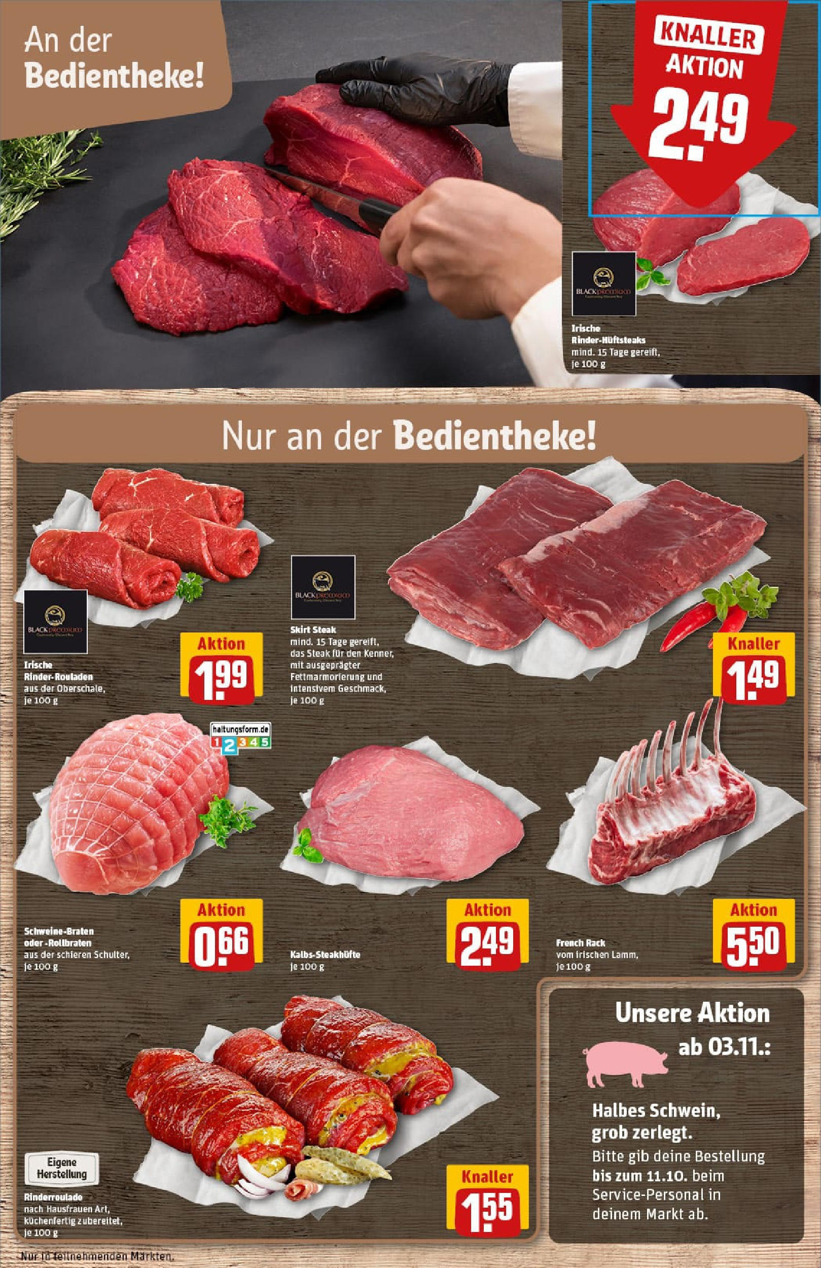 REWE Prospekt ab 28.09.2025 zum Blättern » Angebote | Seite: 14 | Produkte: Rinderrouladen, Steak