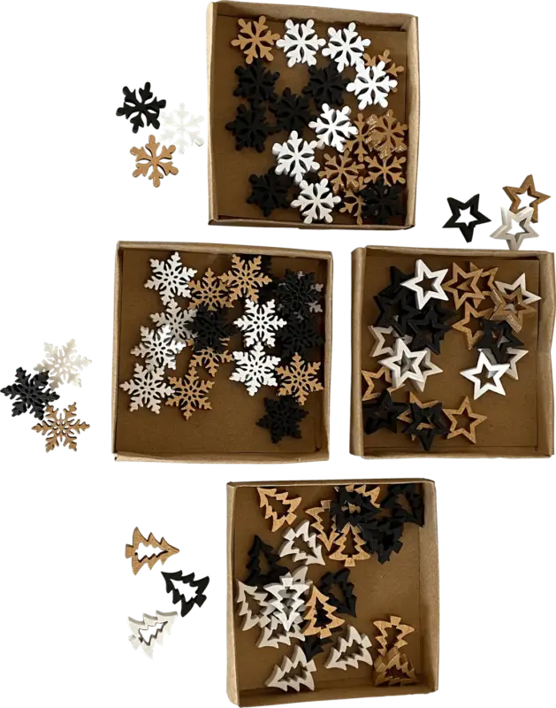 Dekorieren & Einrichten Streudeko-Set Bäume, Flocken & Sterne 24tlg