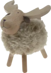 Dekorieren & Einrichten Holzelch mit Wolle & Lederohren, beige