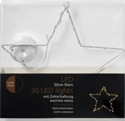 Dekorieren & Einrichten LED Metallstern, weiß, warmweiß (30er)