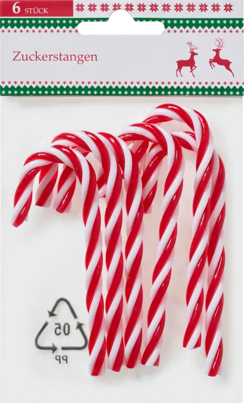 Dekorieren & Einrichten Zuckerstangen aus Kunststoff 6tlg