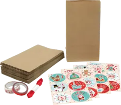 Dekorieren & Einrichten Adventskalender mit Papiertüten, Satinband, Aufkleber & Washitape