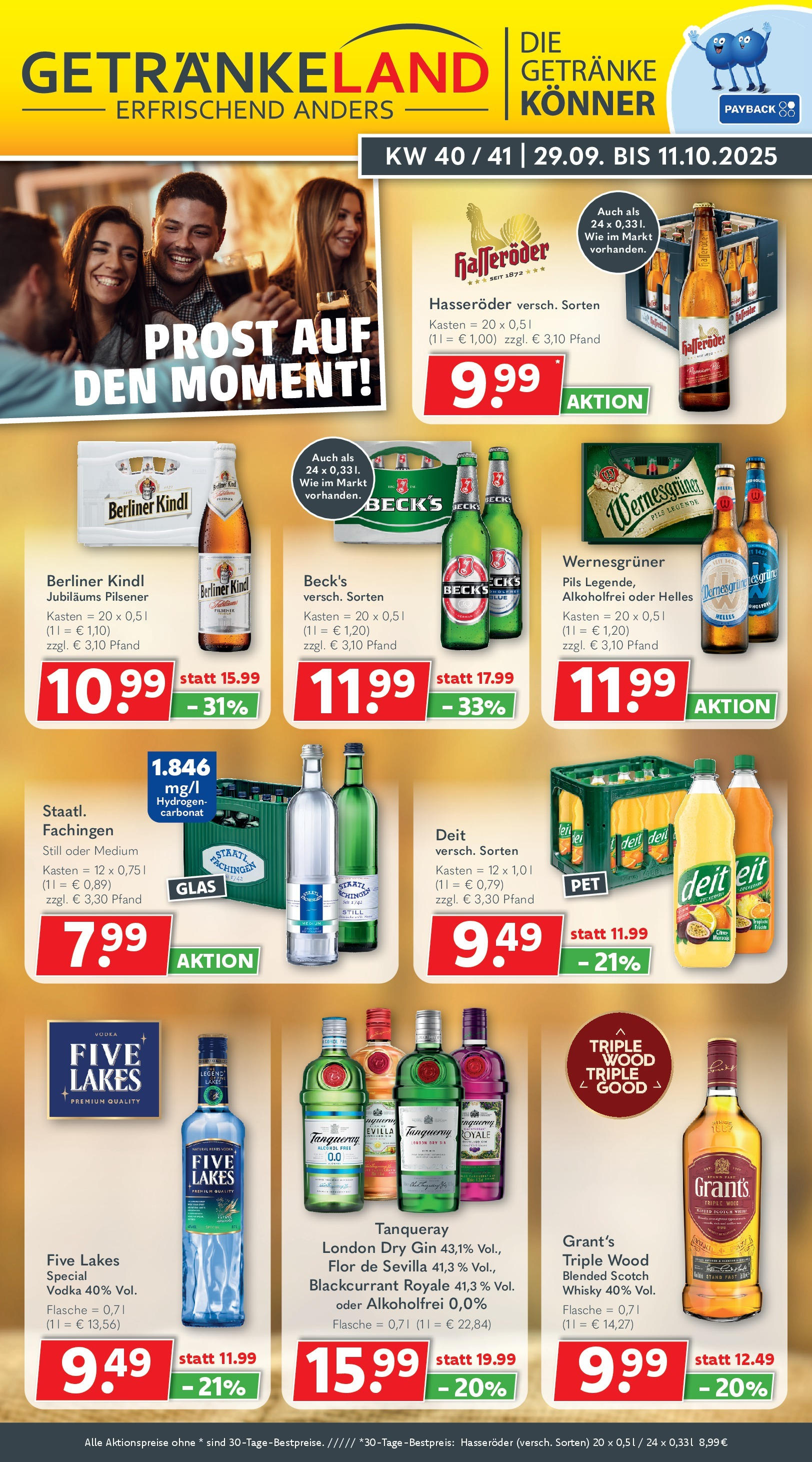 Getränkeland - Getränkeland: Getränkeangebote (ab 28.09.2025) zum Blättern | Seite: 1 | Produkte: Pils, Wernesgruner, Vodka, Hasseröder