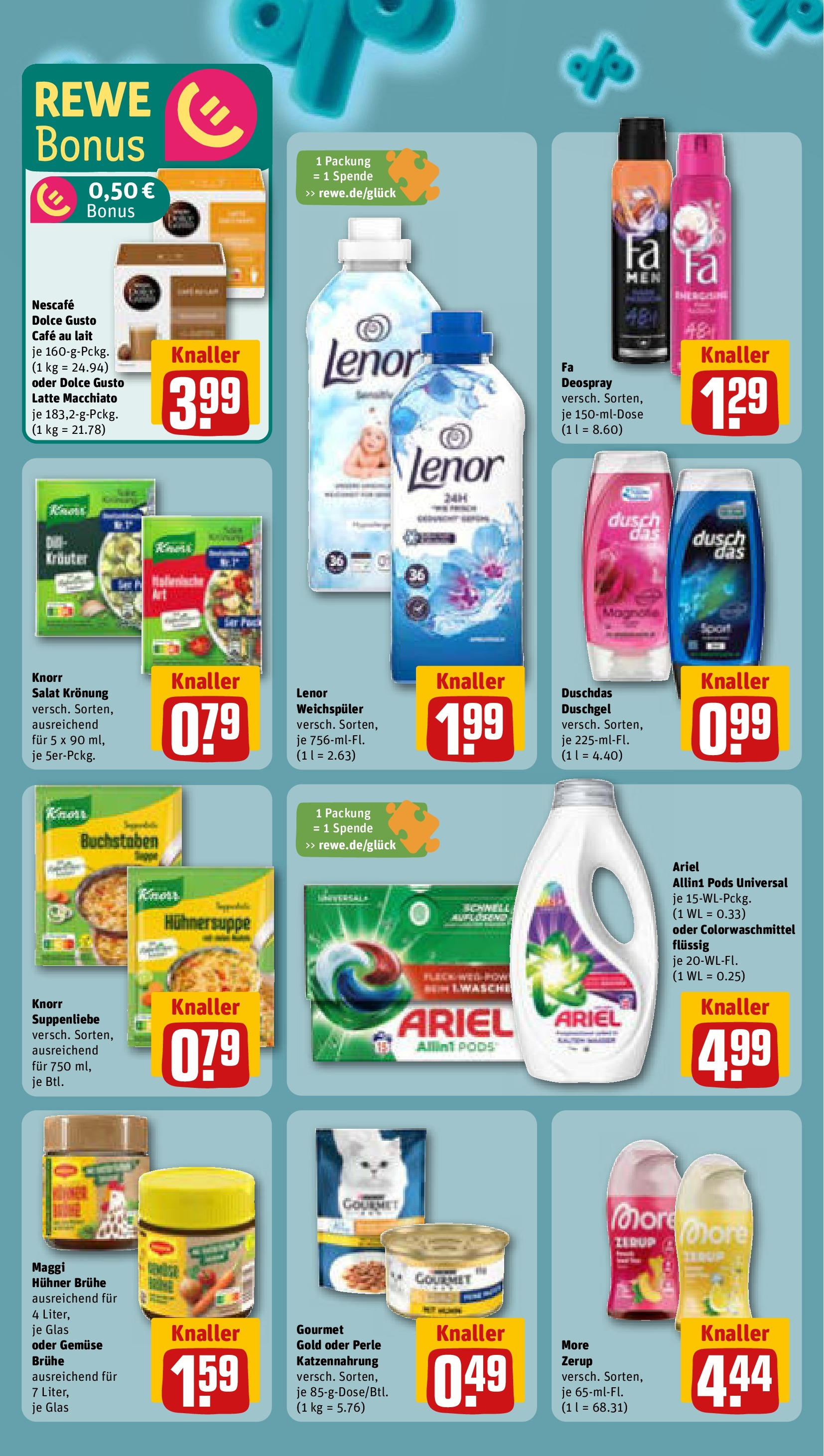 REWE Prospekt ab 28.09.2025 zum Blättern » Angebote | Seite: 7 | Produkte: Ariel, Duschdas, Salat, Dolce gusto