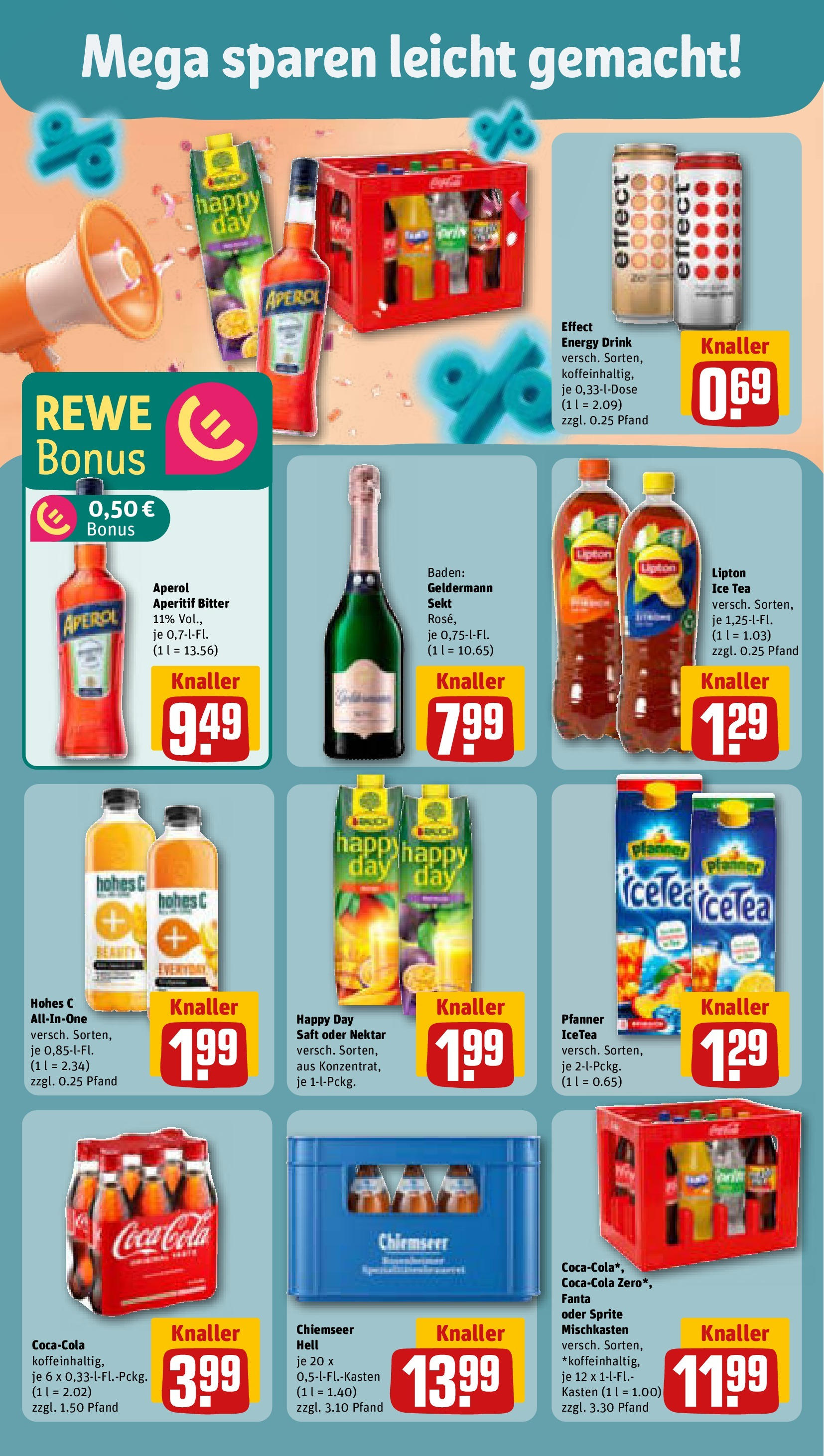REWE Prospekt ab 28.09.2025 zum Blättern » Angebote | Seite: 8 | Produkte: Cola, Sekt, Aperol, Saft
