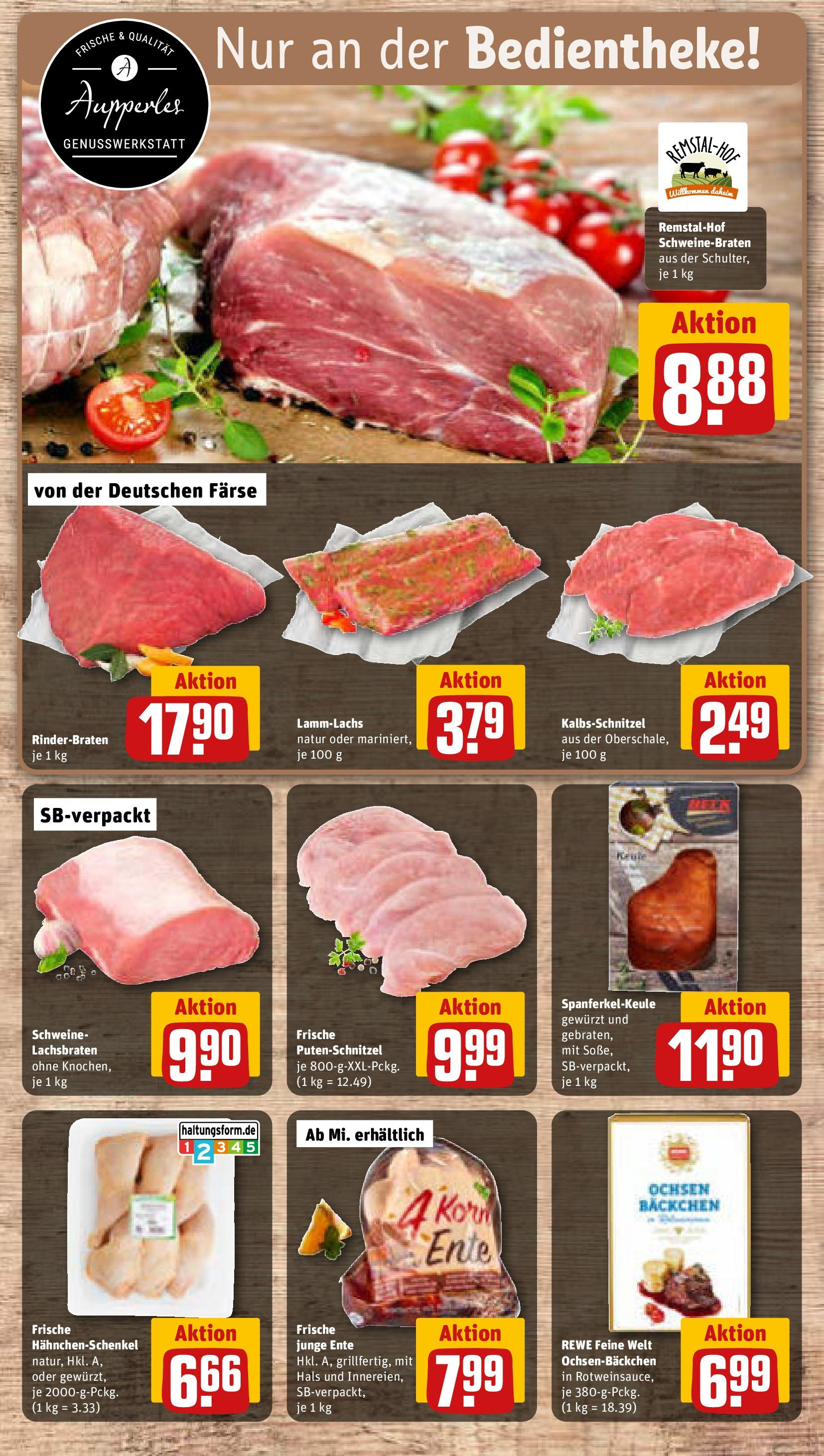 REWE Prospekt ab 28.09.2025 zum Blättern » Angebote | Seite: 11 | Produkte: Rinderbraten, Hahnchenschenkel, Putenschnitzel, Ente