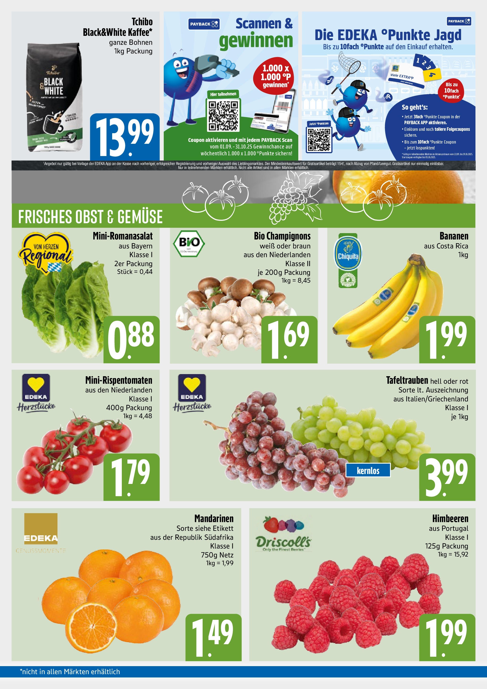 Edeka prospekt München	 (ab 29.09.2025) » Angebote Online | Seite: 3 | Produkte: Himbeeren, Bananen, Mandarinen, Champignons