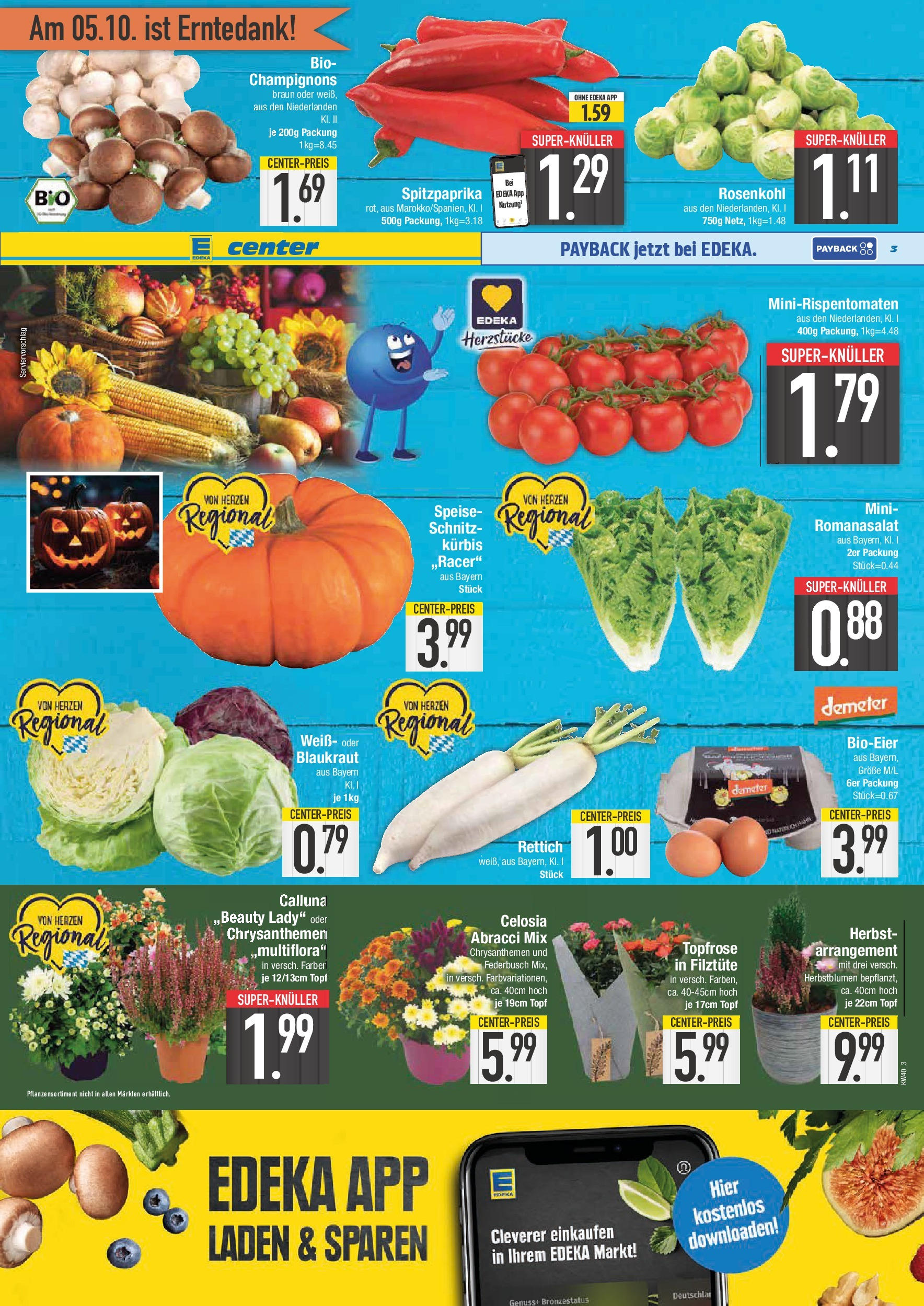 Edeka prospekt Schwabmünchen	 (ab 28.09.2025) » Angebote Online | Seite: 3 | Produkte: Champignons, Kürbis