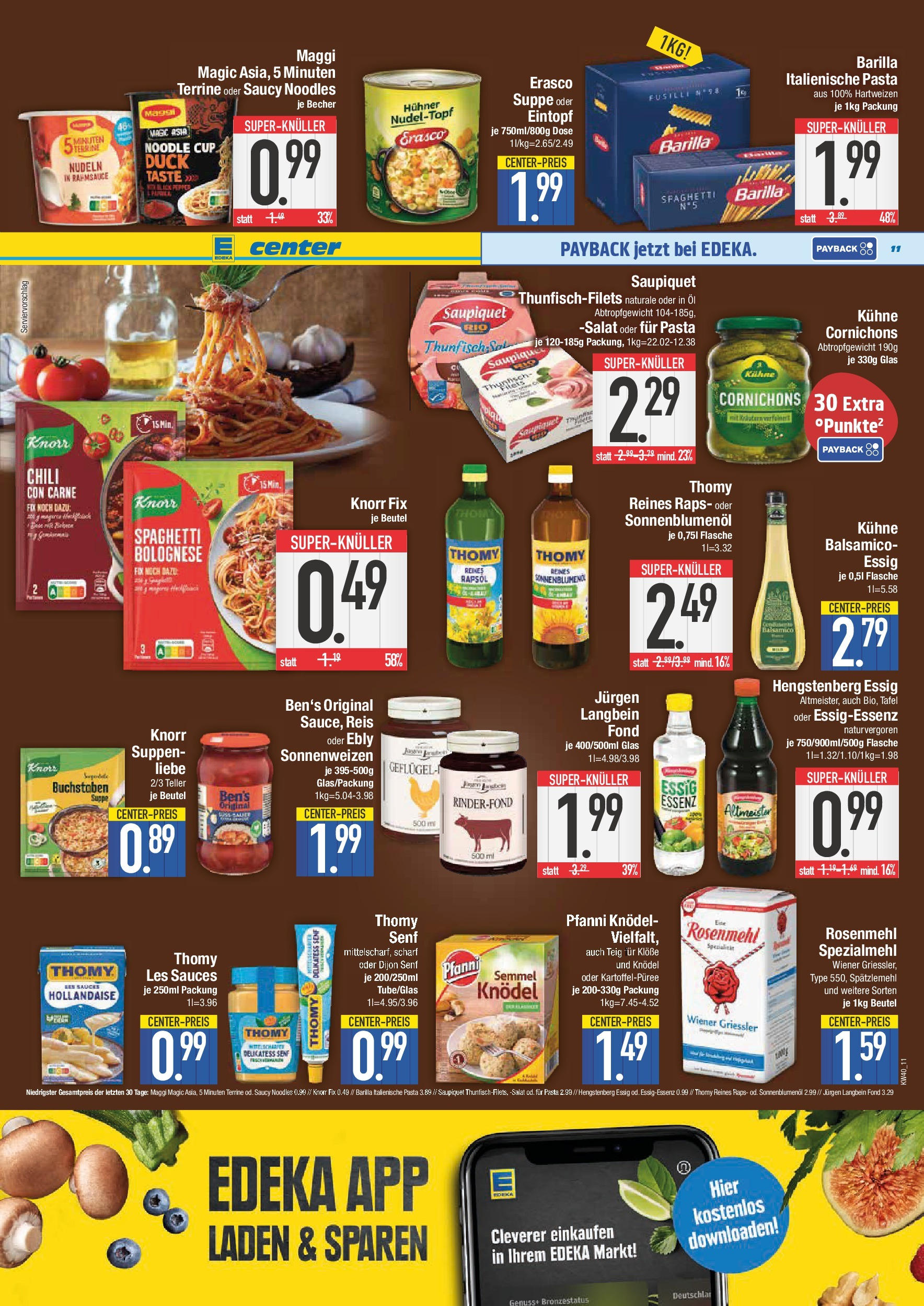 Edeka prospekt Schwabmünchen	 (ab 28.09.2025) » Angebote Online | Seite: 11 | Produkte: Öl, Thunfisch, Pasta, Nudeln