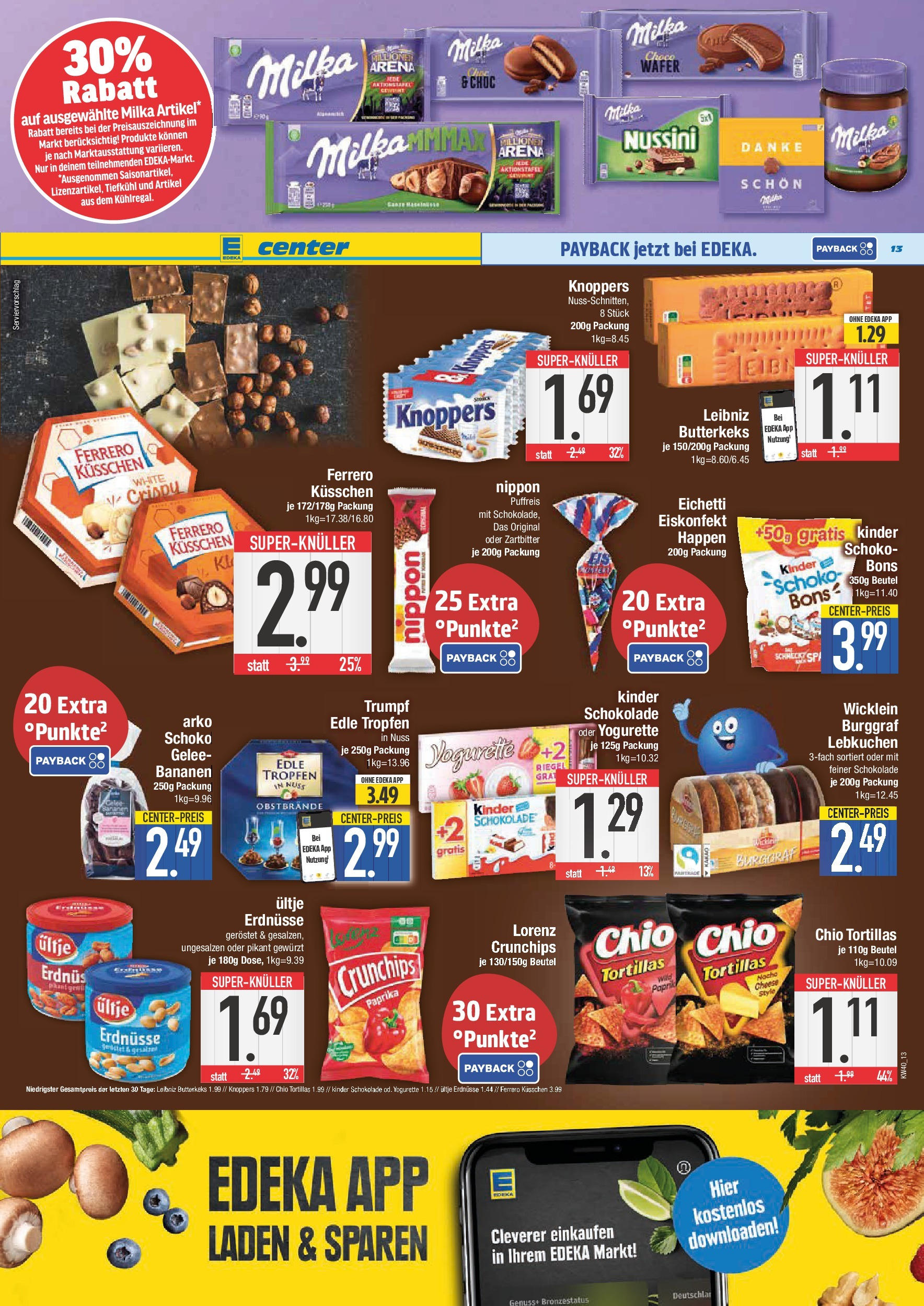 Edeka prospekt Schwabmünchen	 (ab 28.09.2025) » Angebote Online | Seite: 13 | Produkte: Kinder schokolade, Erdnüsse, Bananen, Paprika