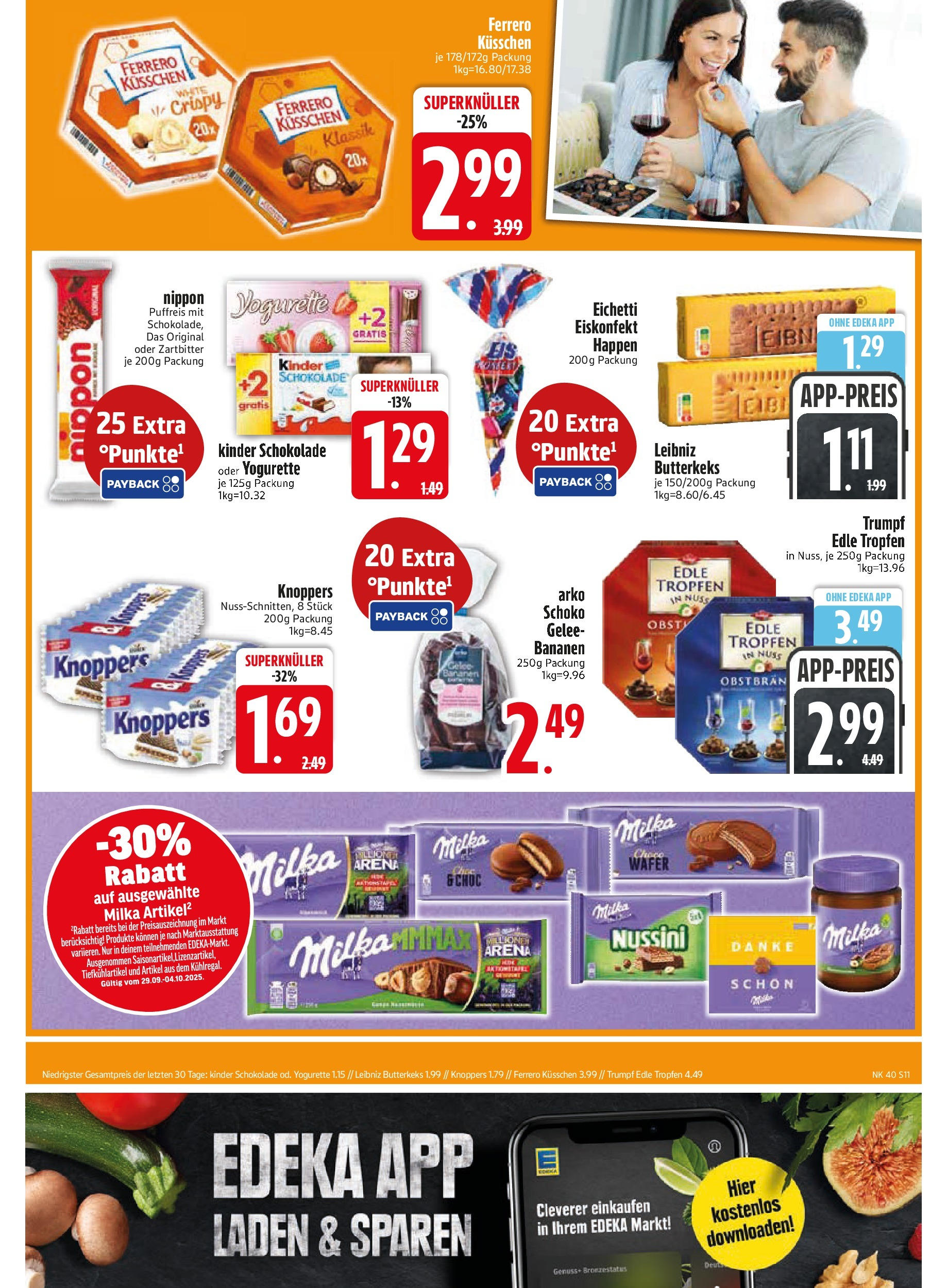 Edeka prospekt Murnau	 (ab 29.09.2025) » Angebote Online | Seite: 11 | Produkte: Kinder schokolade, Yogurette, Milka, Obst
