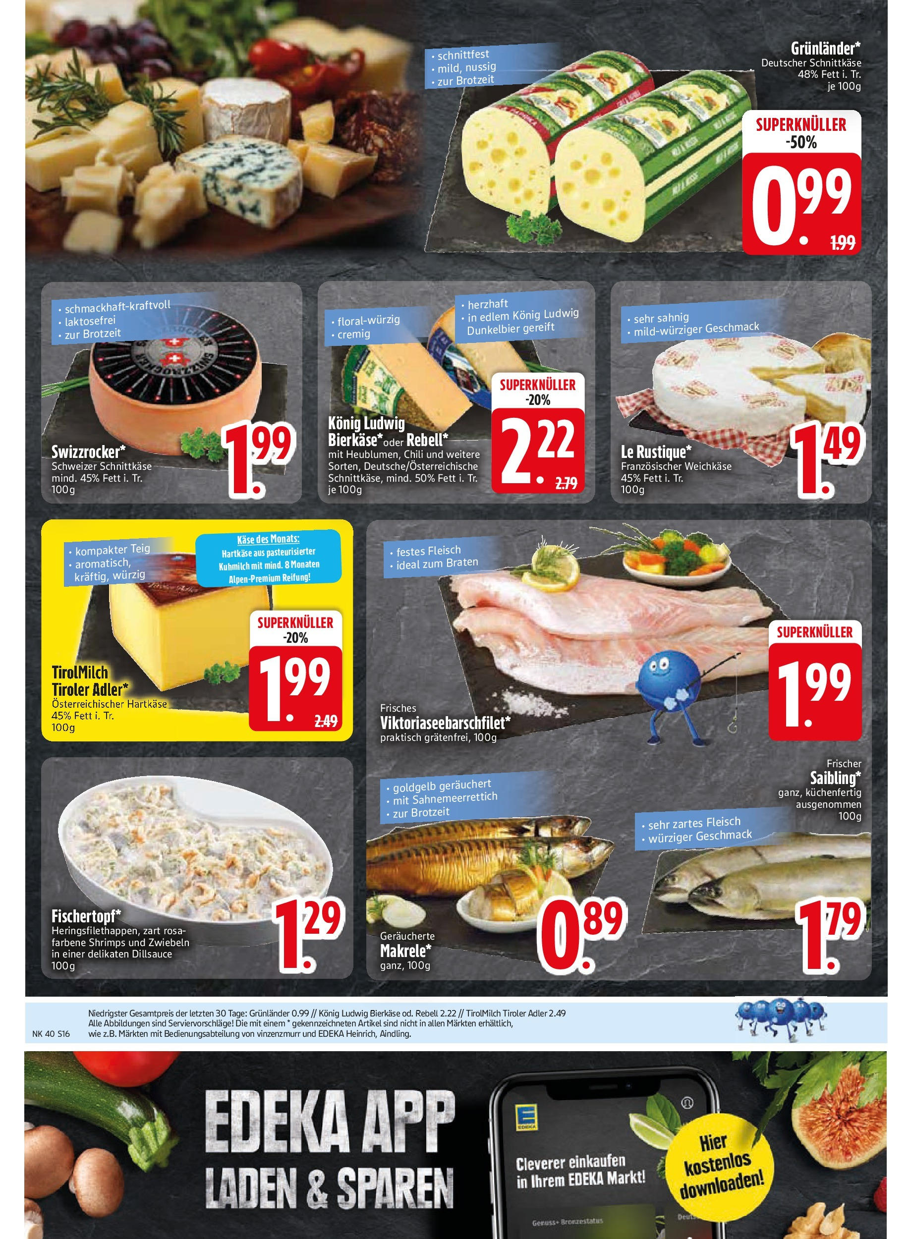 Edeka prospekt Murnau	 (ab 29.09.2025) » Angebote Online | Seite: 16 | Produkte: Milch, Käse, Zwiebeln, Grunlander