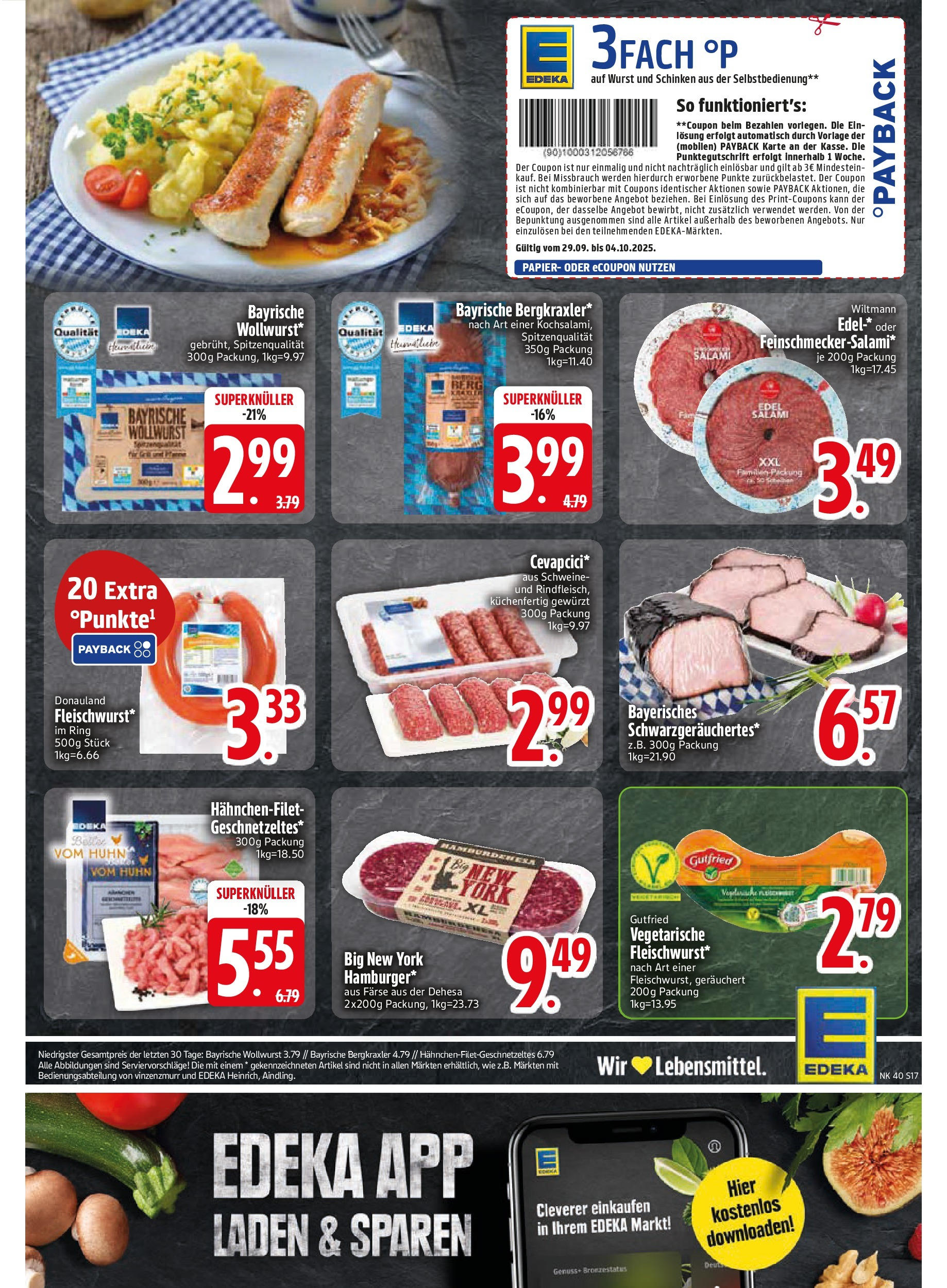 Edeka prospekt Murnau	 (ab 29.09.2025) » Angebote Online | Seite: 17 | Produkte: Wurst, Salami, Schinken
