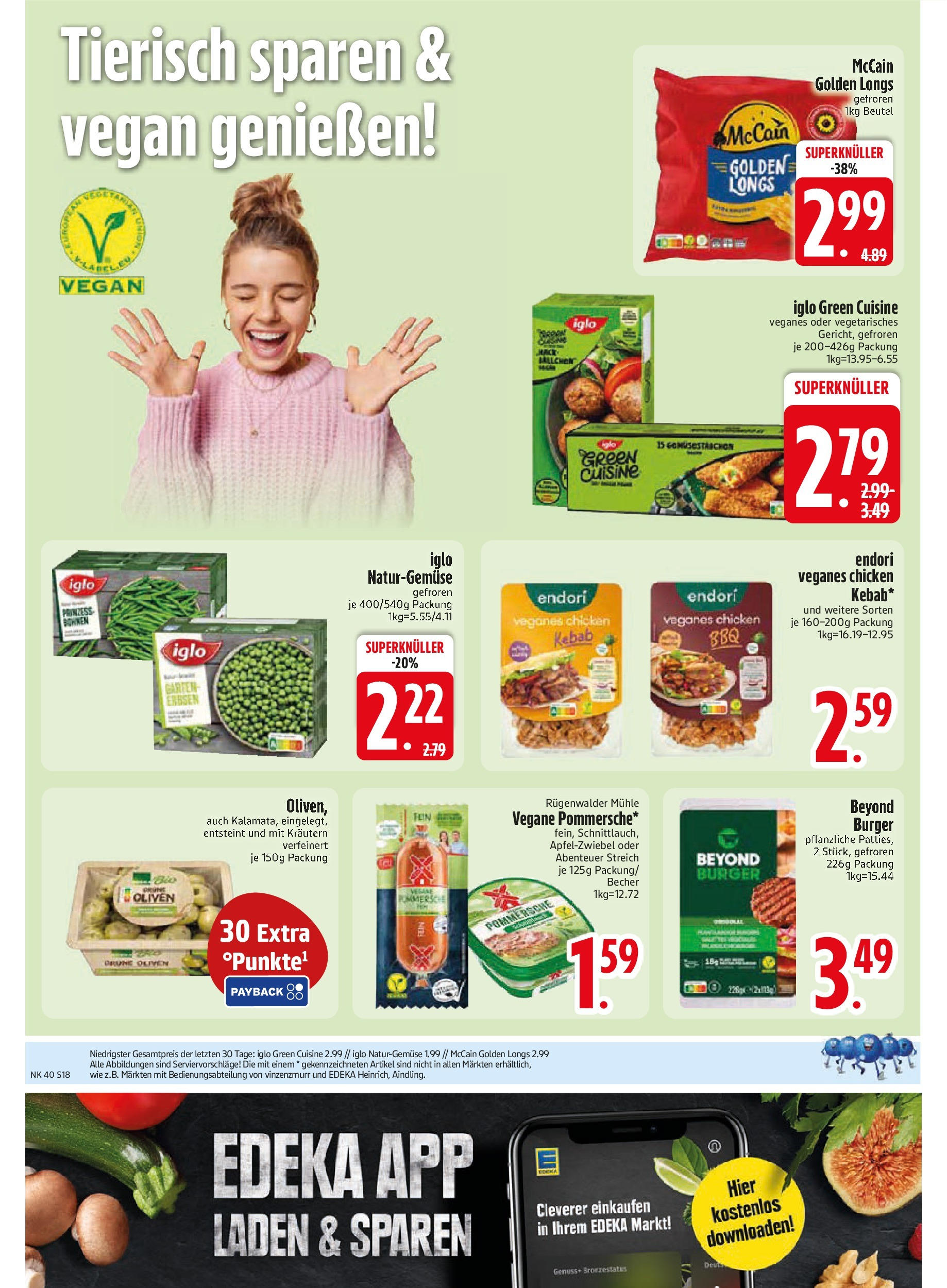 Edeka prospekt Murnau	 (ab 29.09.2025) » Angebote Online | Seite: 18 | Produkte: Mühle, Iglo, Burger, Erbsen