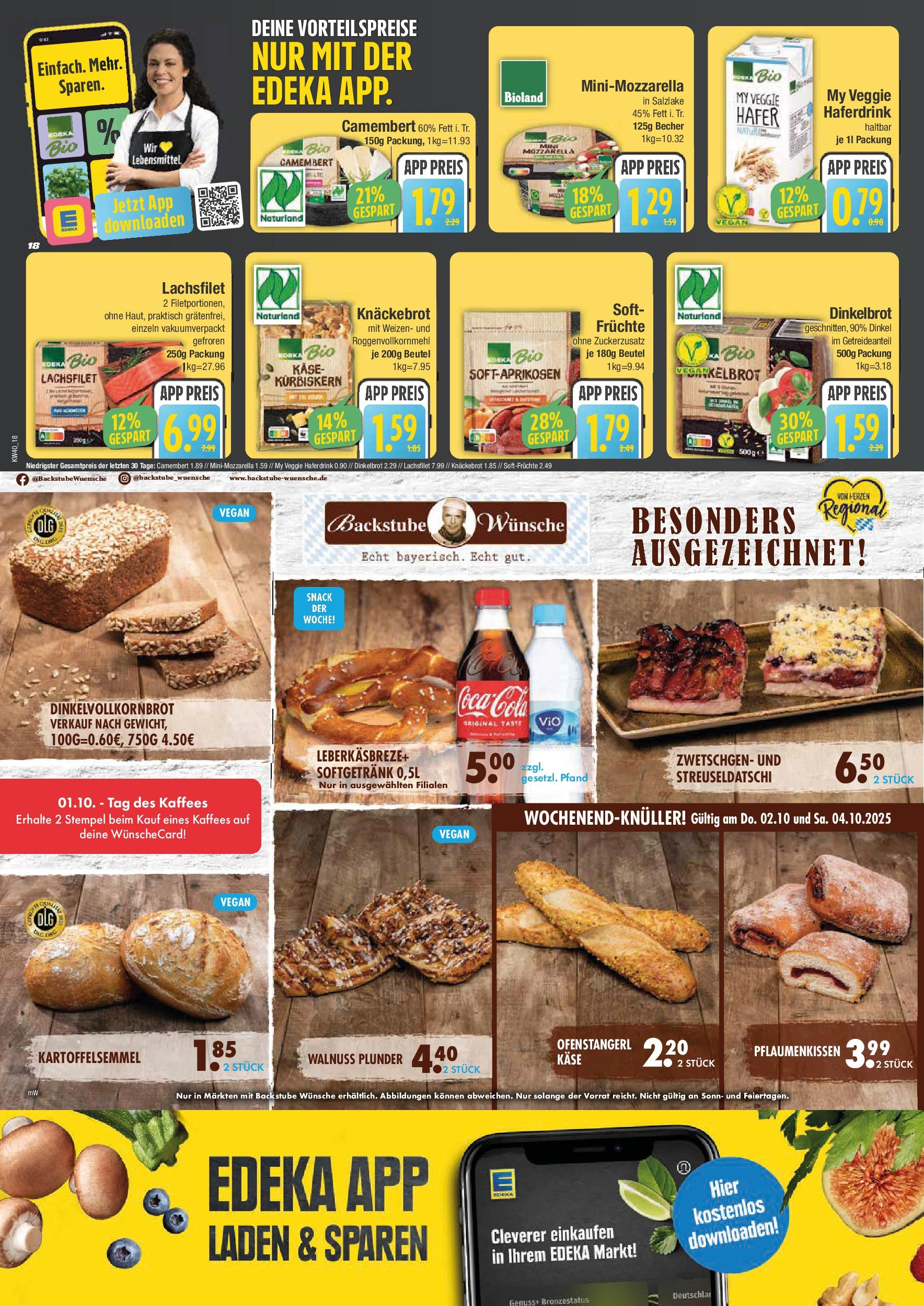Edeka prospekt Schwabmünchen	 (ab 28.09.2025) » Angebote Online | Seite: 18 | Produkte: Coca cola, Cola, Käse, Zwetschgen