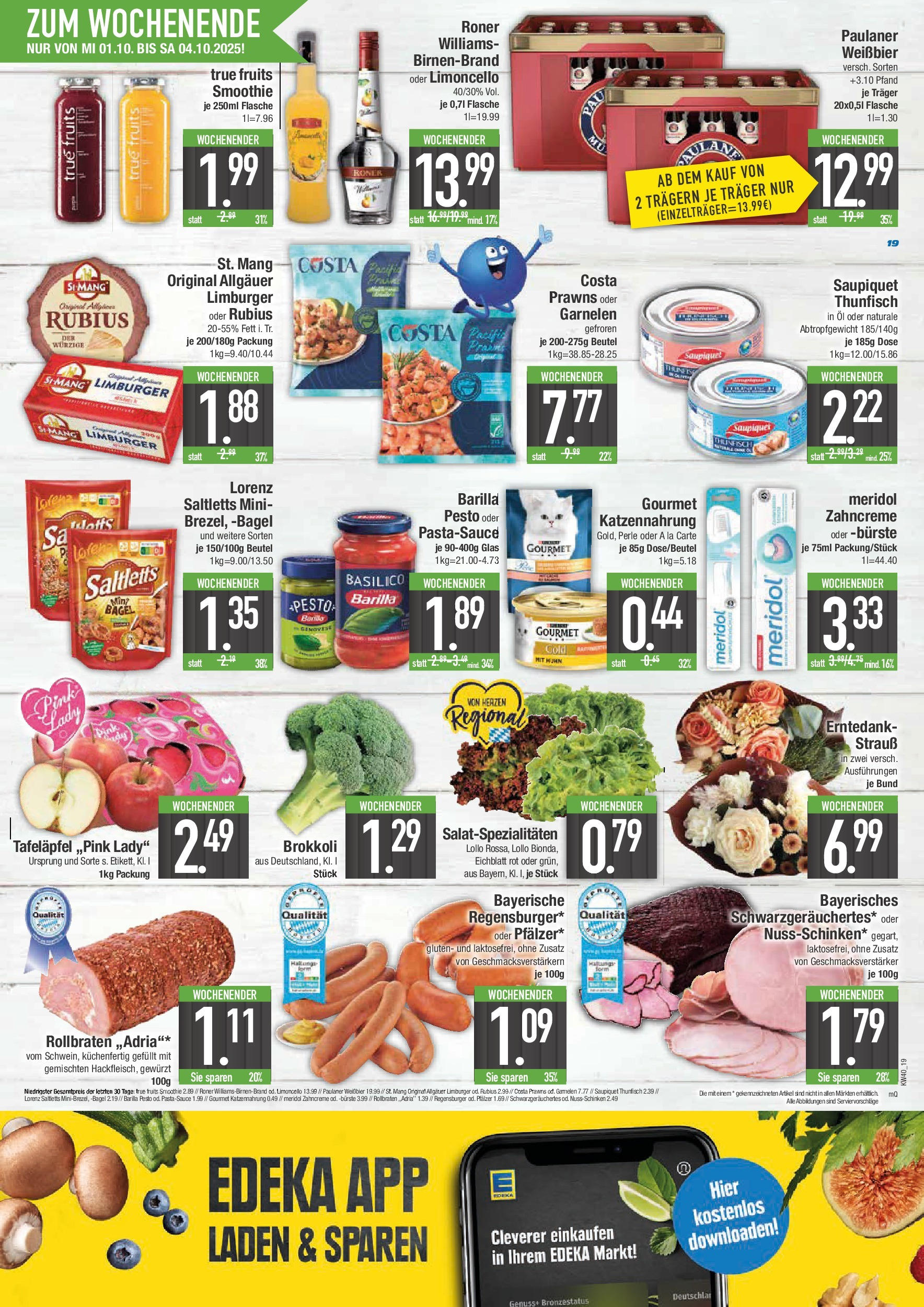 Edeka prospekt Schwabmünchen	 (ab 28.09.2025) » Angebote Online | Seite: 19 | Produkte: Weißbier, Barilla pesto, Bürste, Limoncello