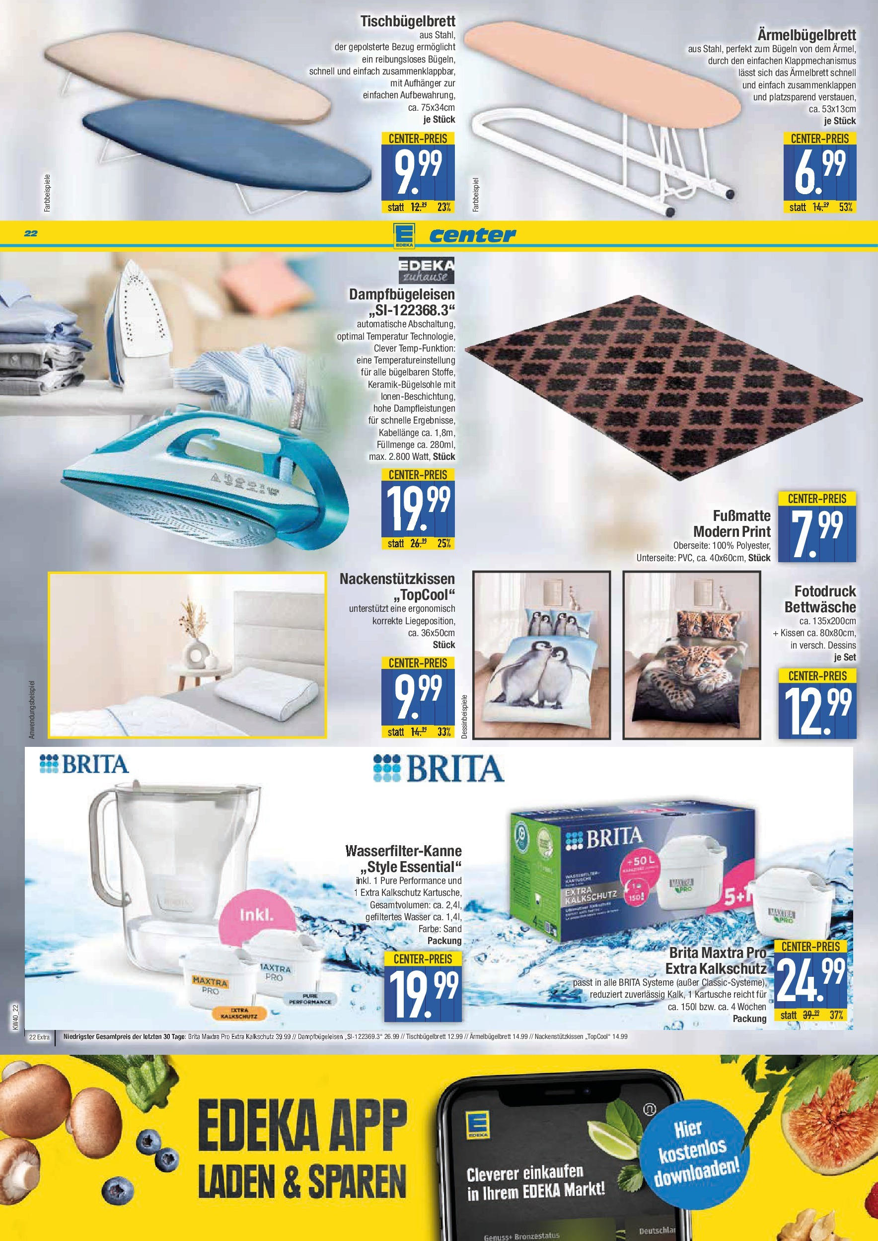 Edeka prospekt Schwabmünchen	 (ab 28.09.2025) » Angebote Online | Seite: 22 | Produkte: Kissen, Bettwäsche, Fußmatte, Wasser