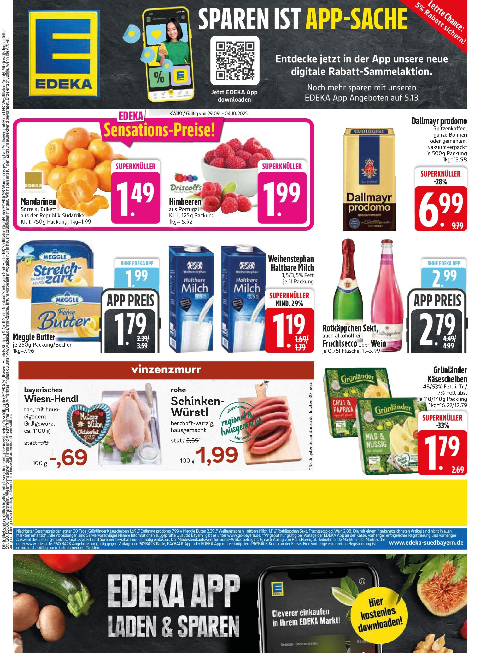 Edeka prospekt Murnau	 (ab 29.09.2025) » Angebote Online | Seite: 1 | Produkte: Himbeeren, Milch, Fruchtsecco, Chili
