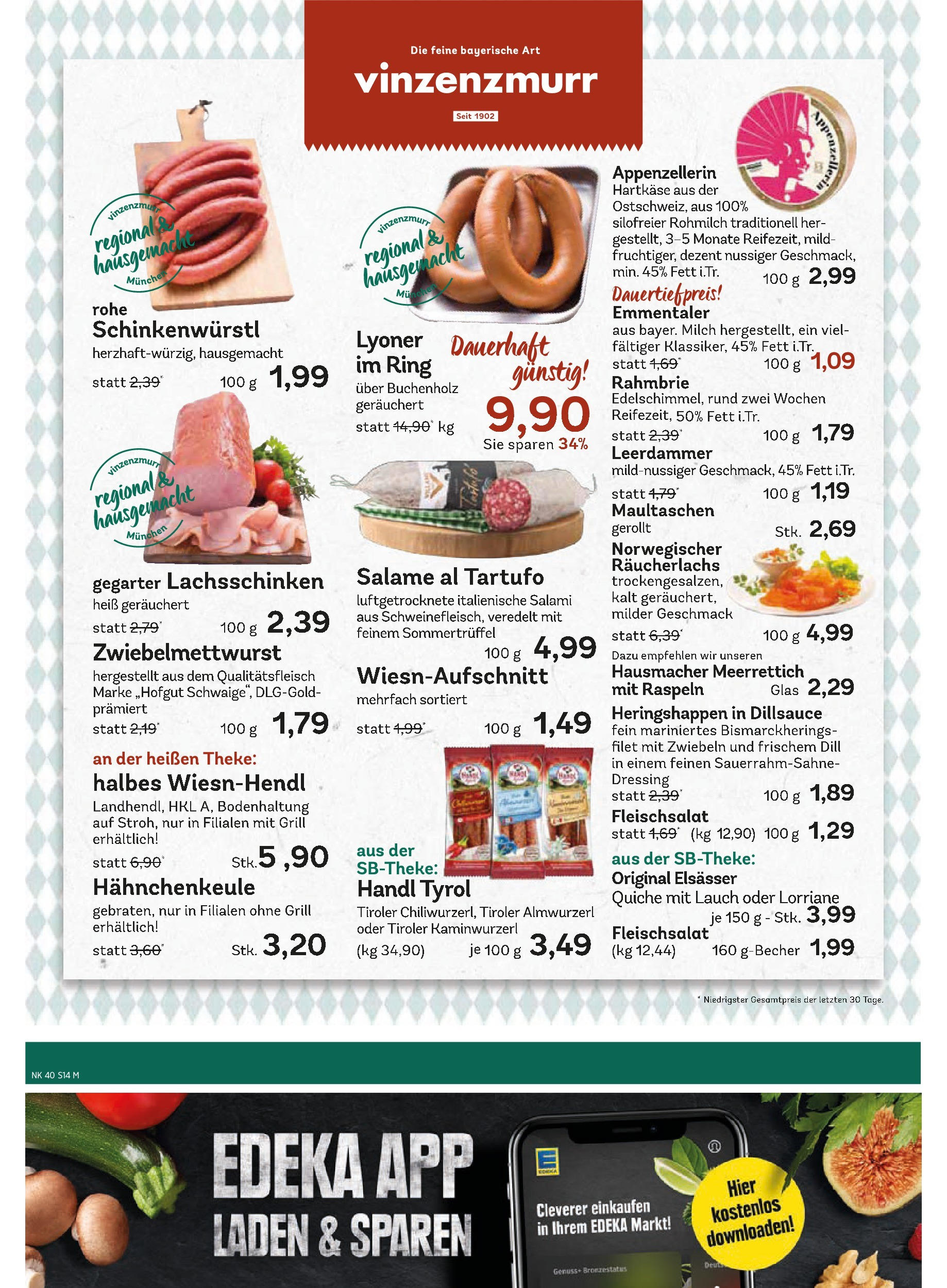 Edeka prospekt Murnau	 (ab 29.09.2025) » Angebote Online | Seite: 14 | Produkte: Theke, Leerdammer, Salami, Maultaschen