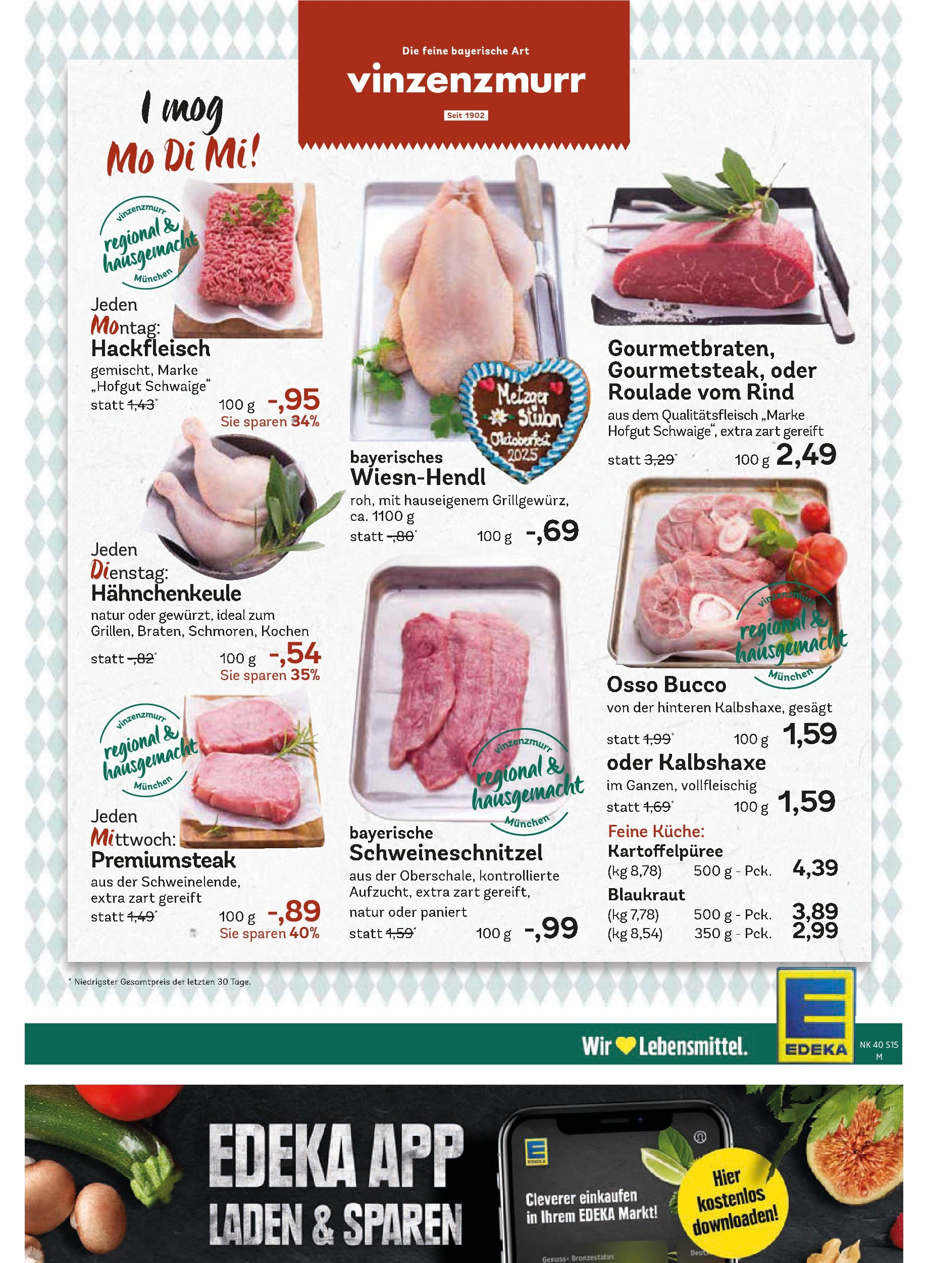Edeka prospekt Murnau	 (ab 29.09.2025) » Angebote Online | Seite: 15 | Produkte: Küche, Steak, Hackfleisch