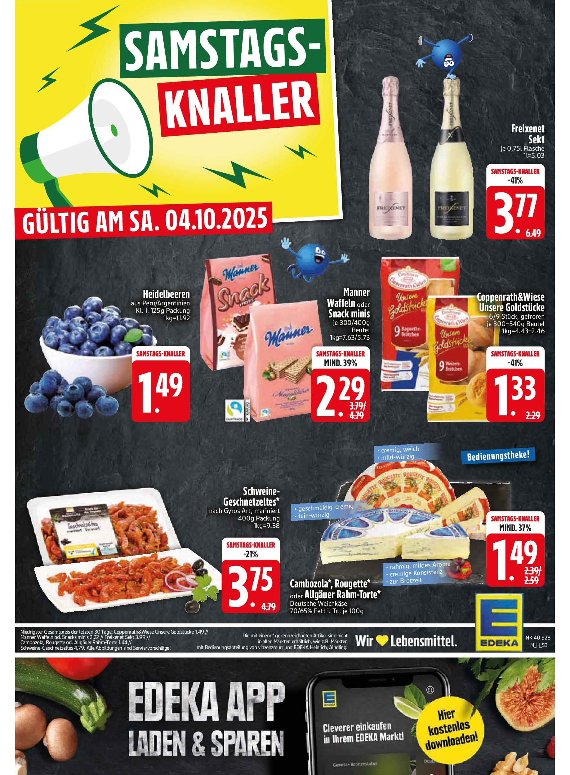 Edeka prospekt Murnau	 (ab 29.09.2025) » Angebote Online | Seite: 28 | Produkte: Sekt, Waffeln, Heidelbeeren, Gyros