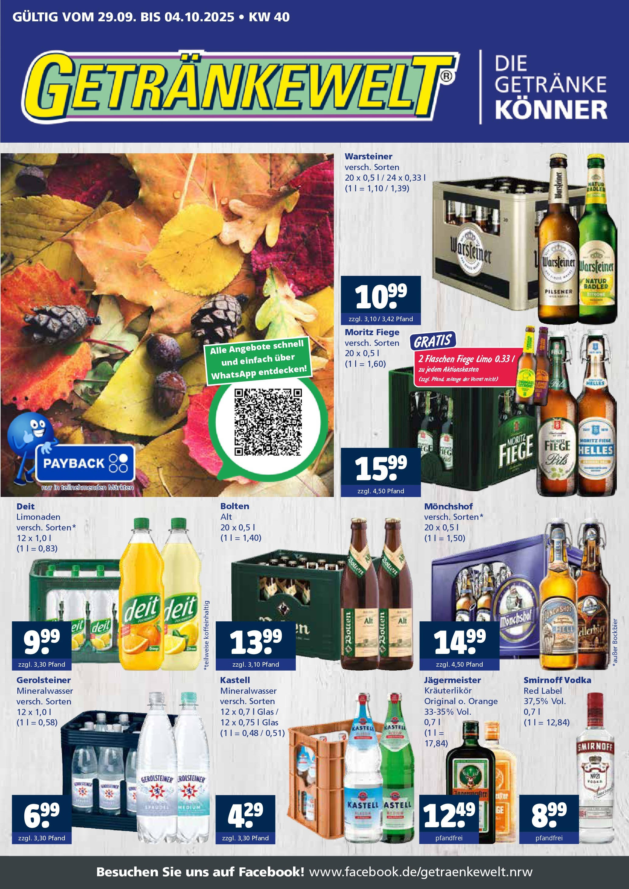 Entdecke - Getränkewelt HSE: Getränkeangebote (ab 28.09.2025) zum Blättern | Seite: 1 | Produkte: Monchshof, Radler, Warsteiner, Vodka